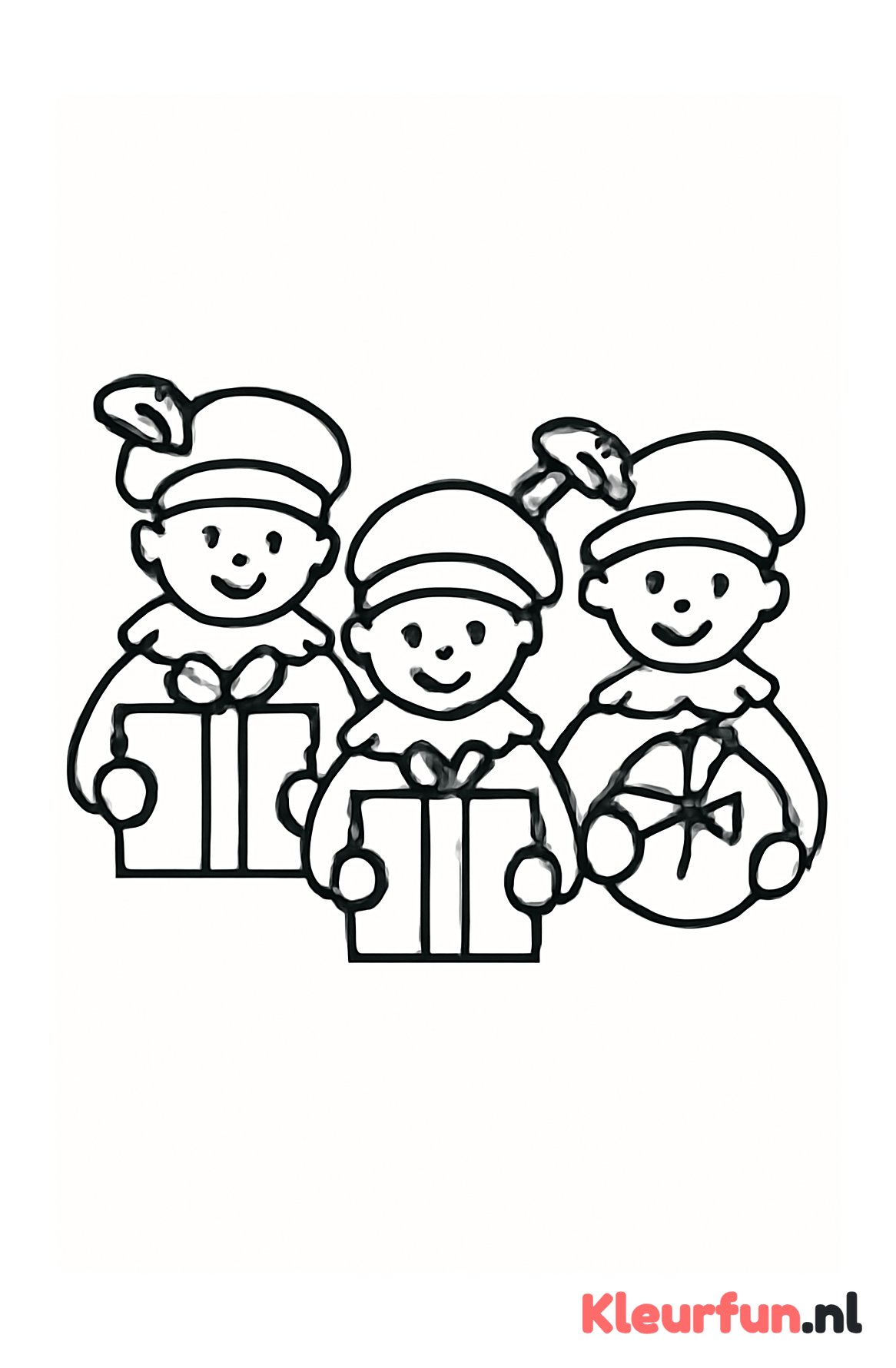 Drie Pieten met cadeaus