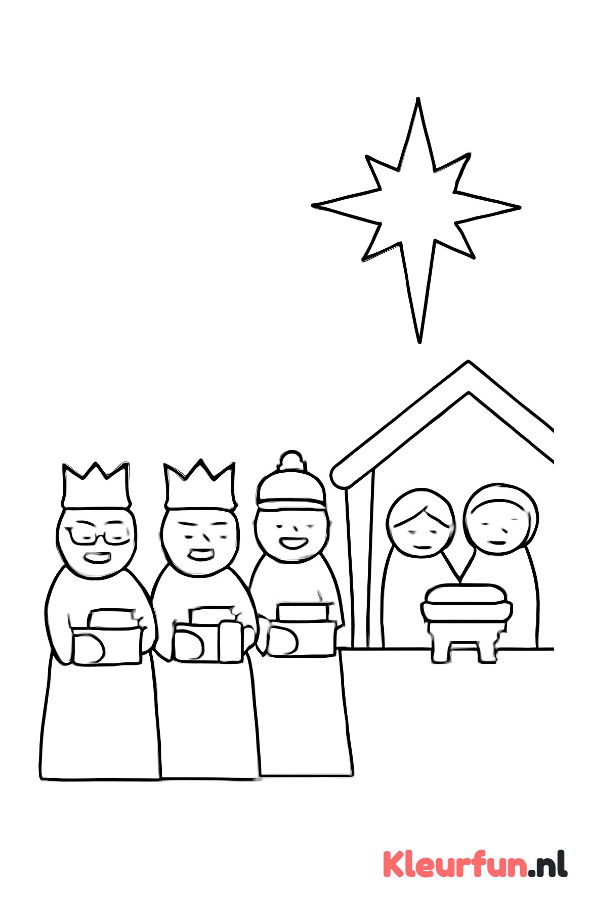 De drie wijzen bij de kerststal voor peuters