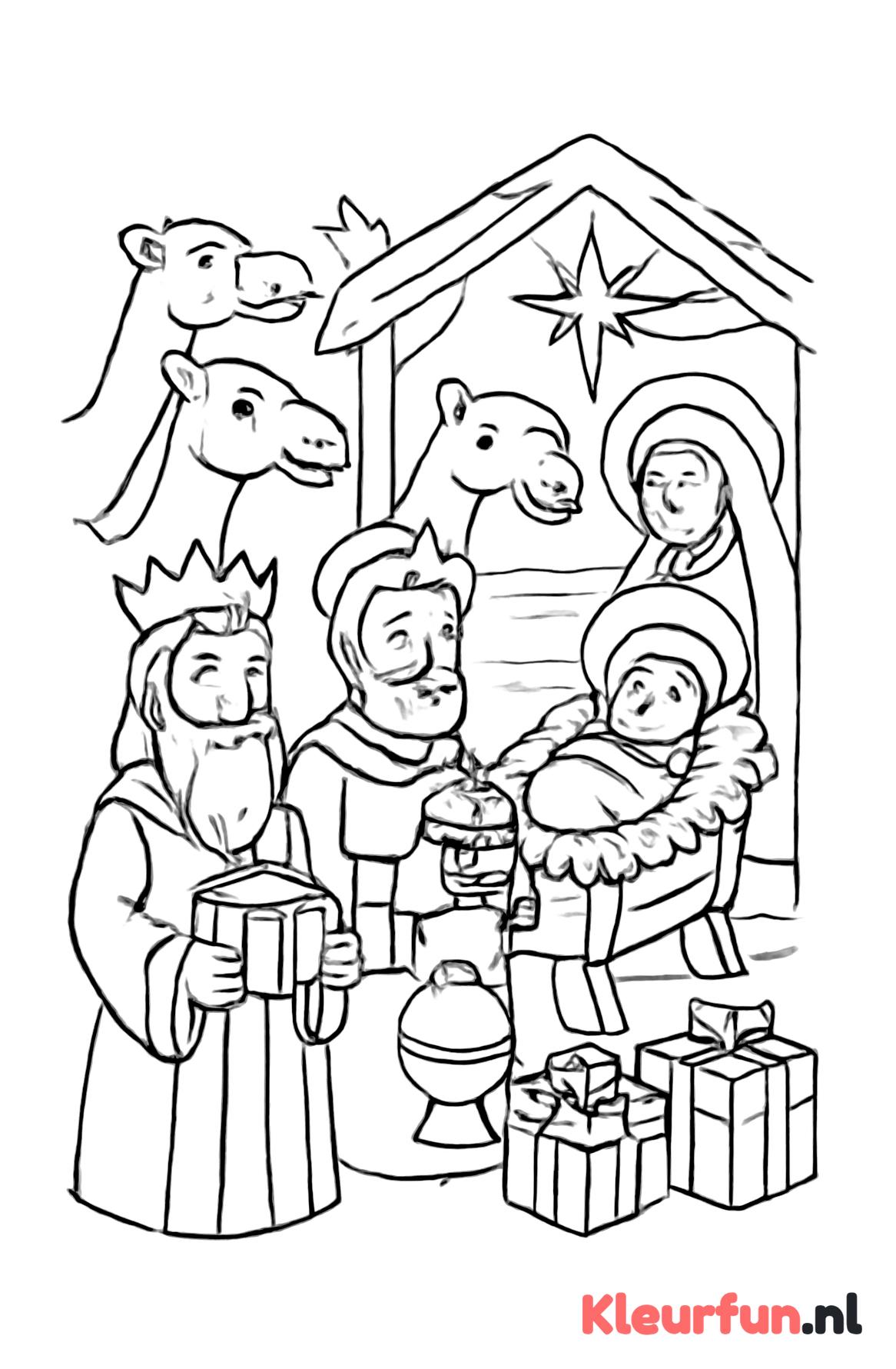 De drie wijzen bij de kerststal