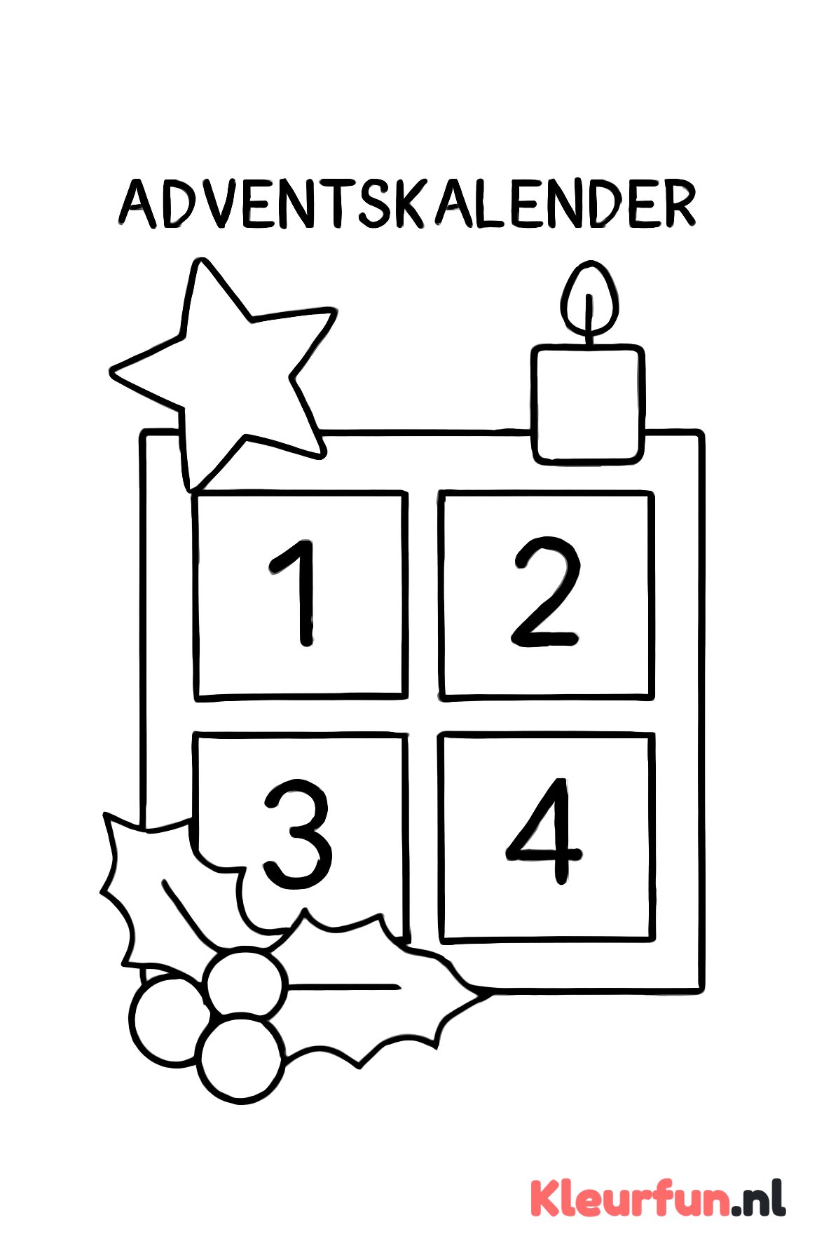 Eenvoudige adventskalender met vier vakken