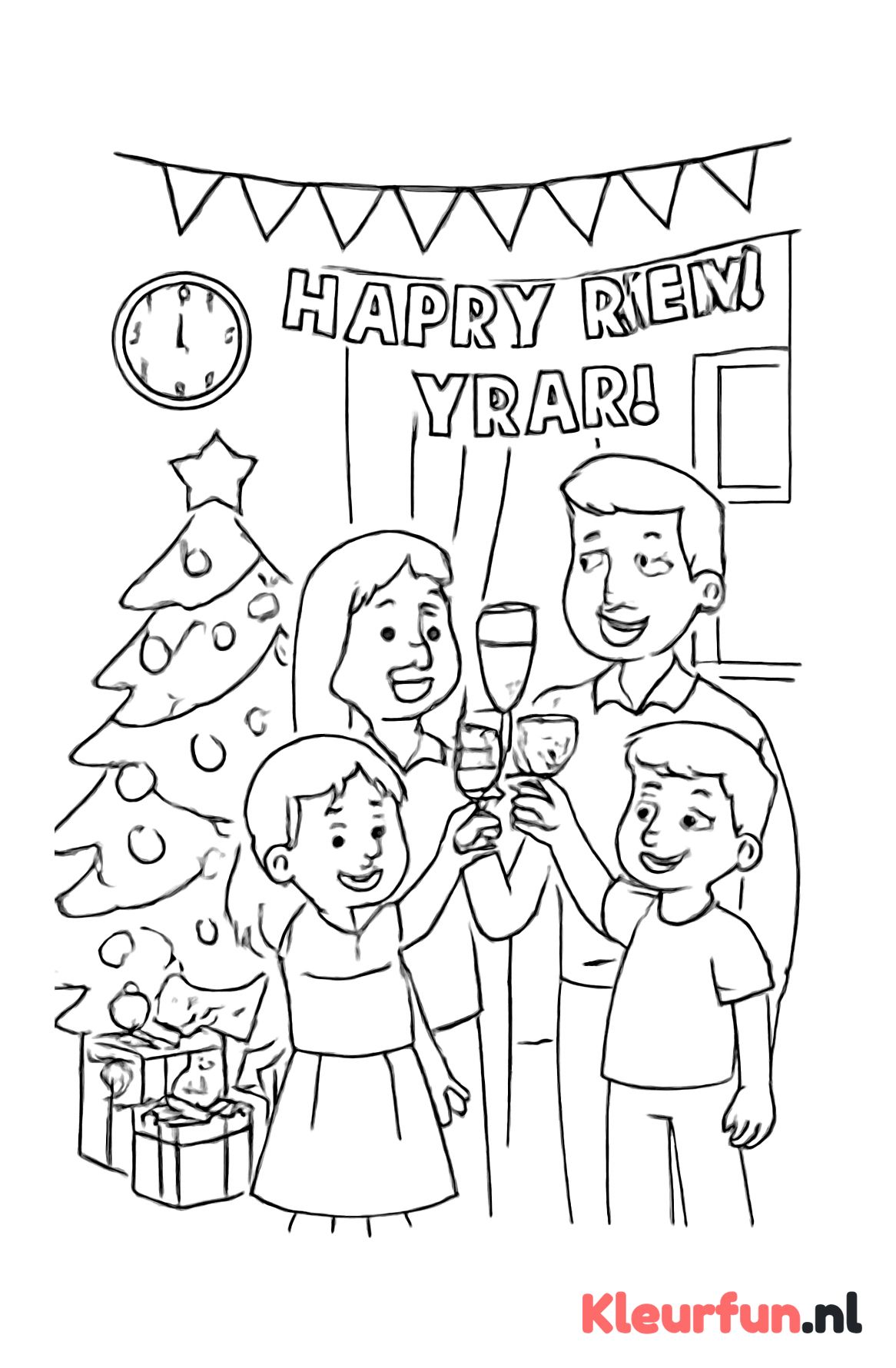 Familie die proost op nieuwjaar