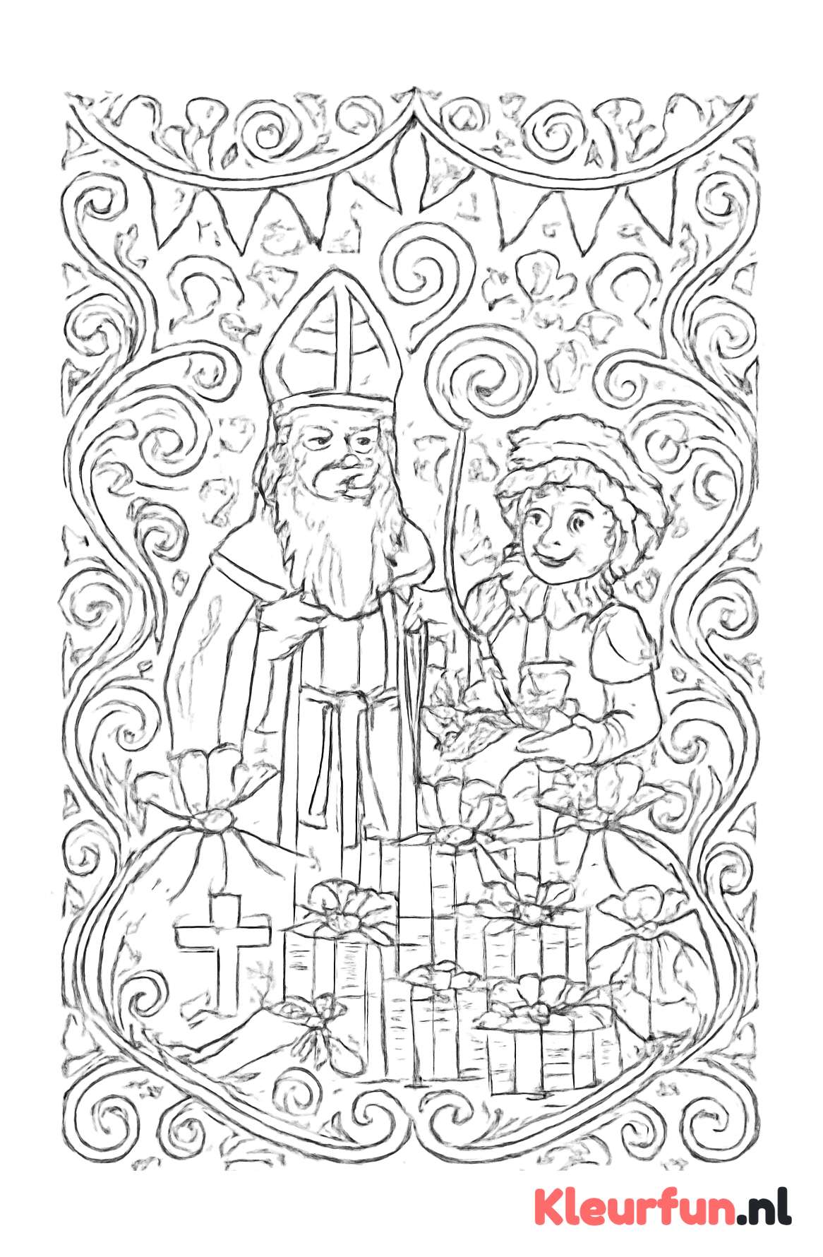 Sinterklaasfeest met vlaggetjes en sierlijke patronen