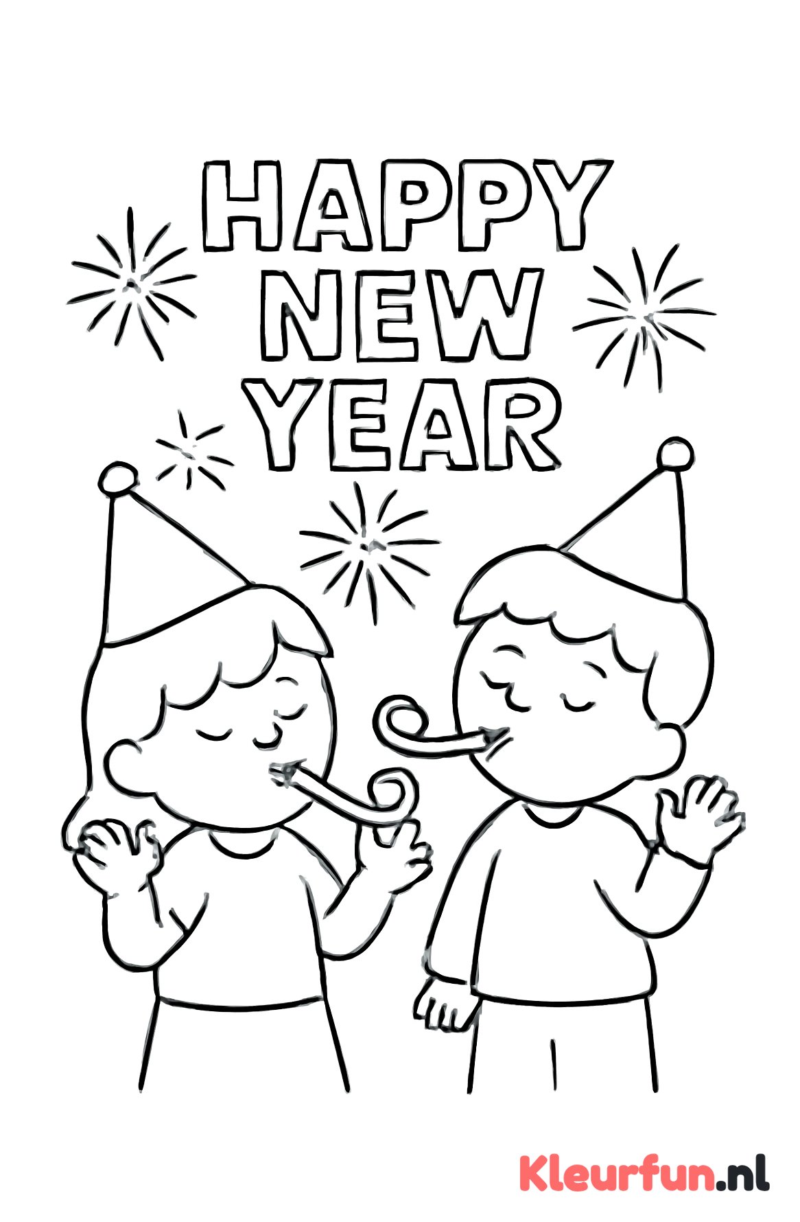 Feestelijke nieuwjaarsviering met kinderen en vuurwerk