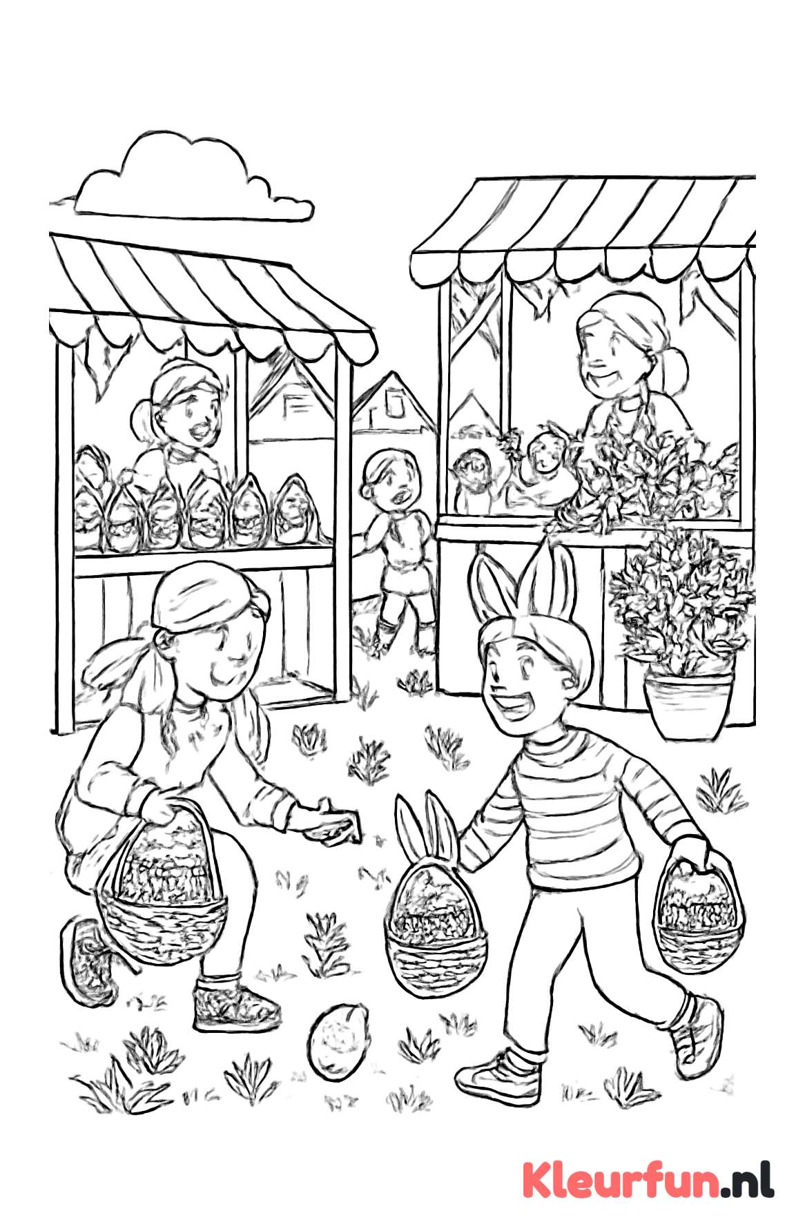 Feestelijke paasmarkt met kinderen