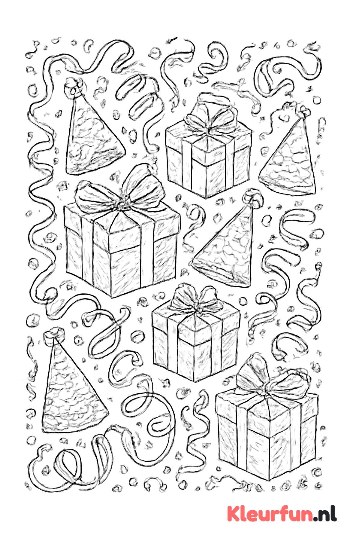 Feestelijke verjaardagsdecoraties met confetti en cadeaus