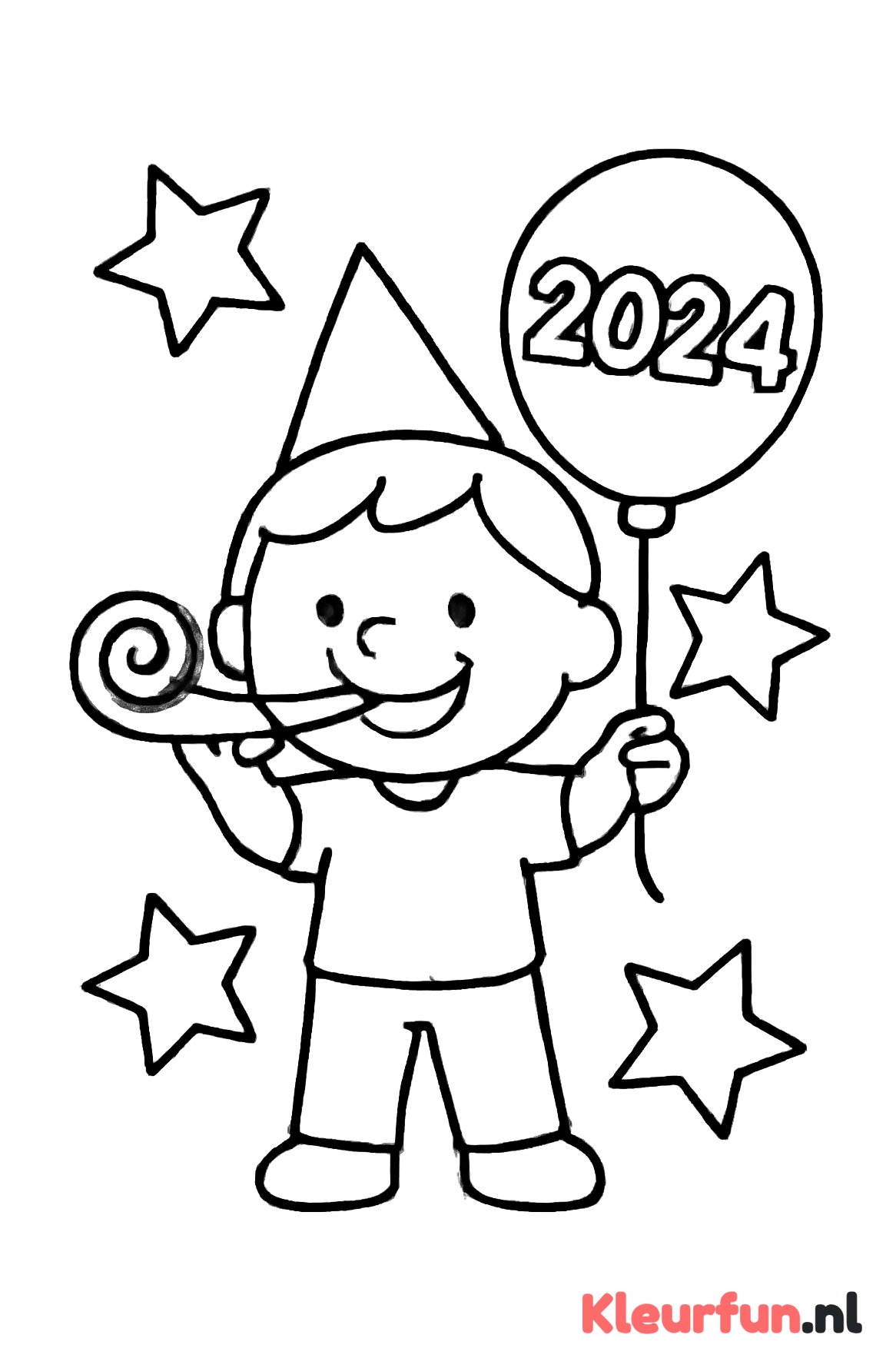 Feestkind met ballon nieuwjaar 2024