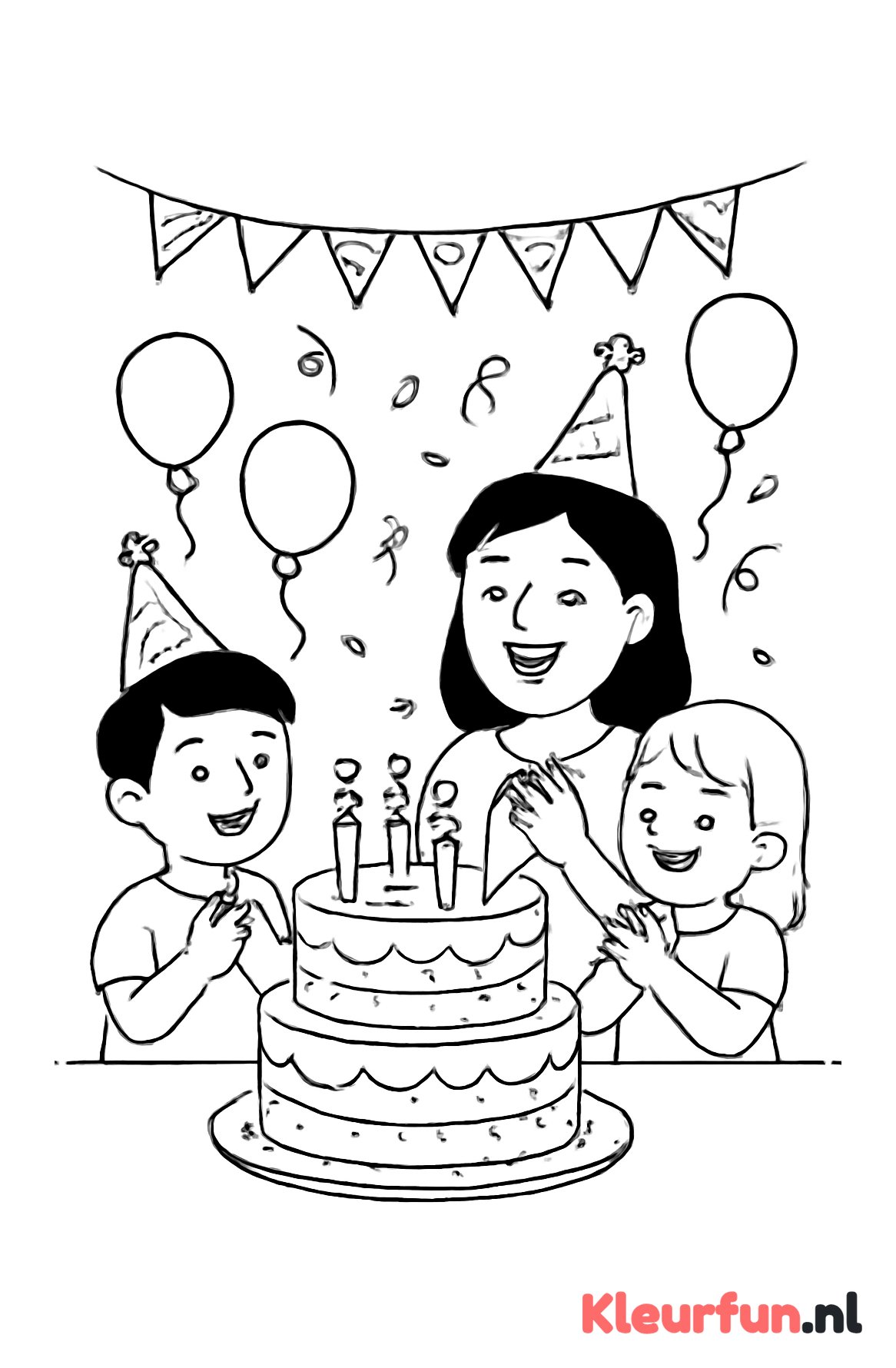 Feesttaart en kinderen samen met mama