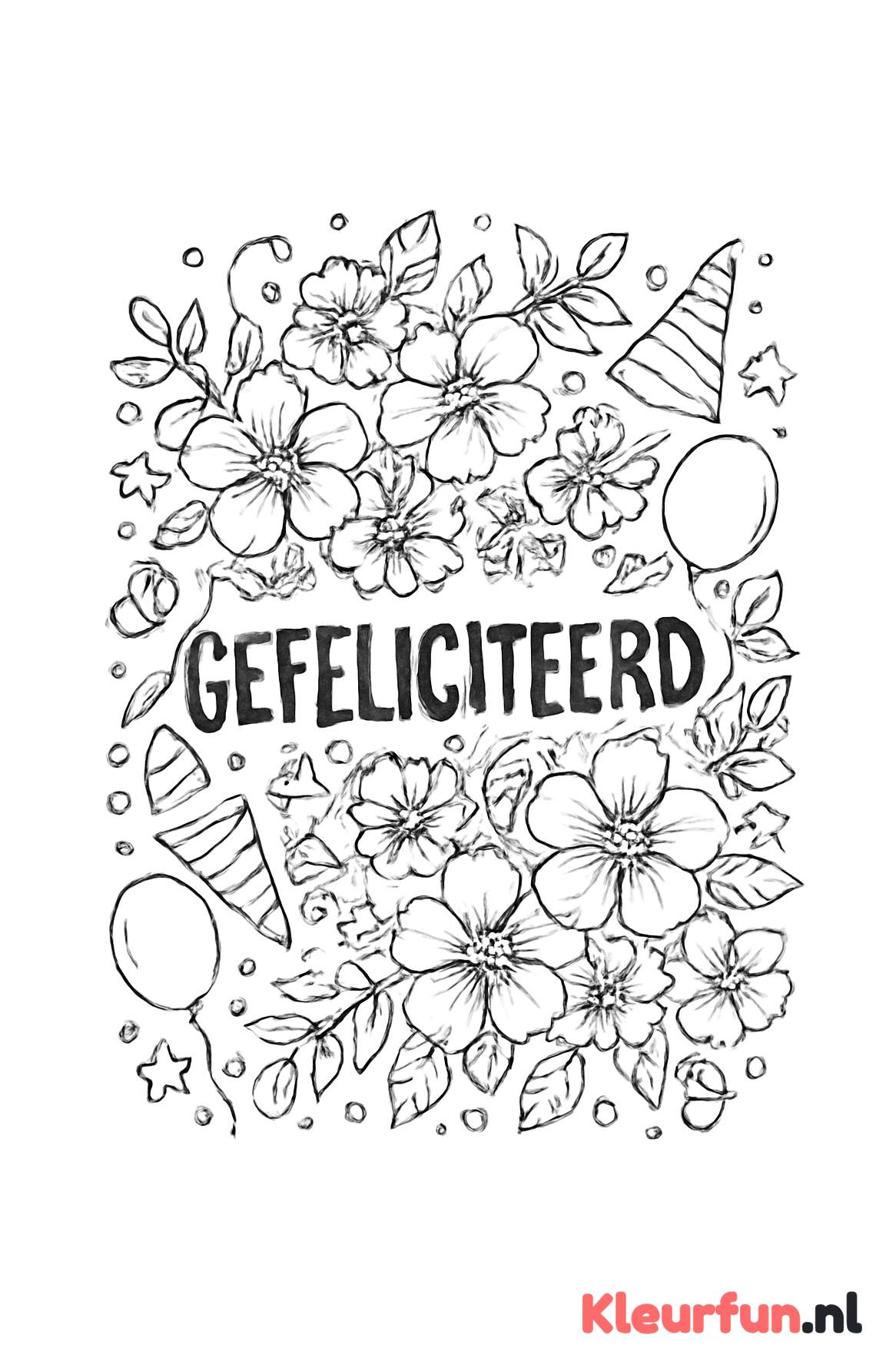 Felicitatiekaart met bloemen en sterren