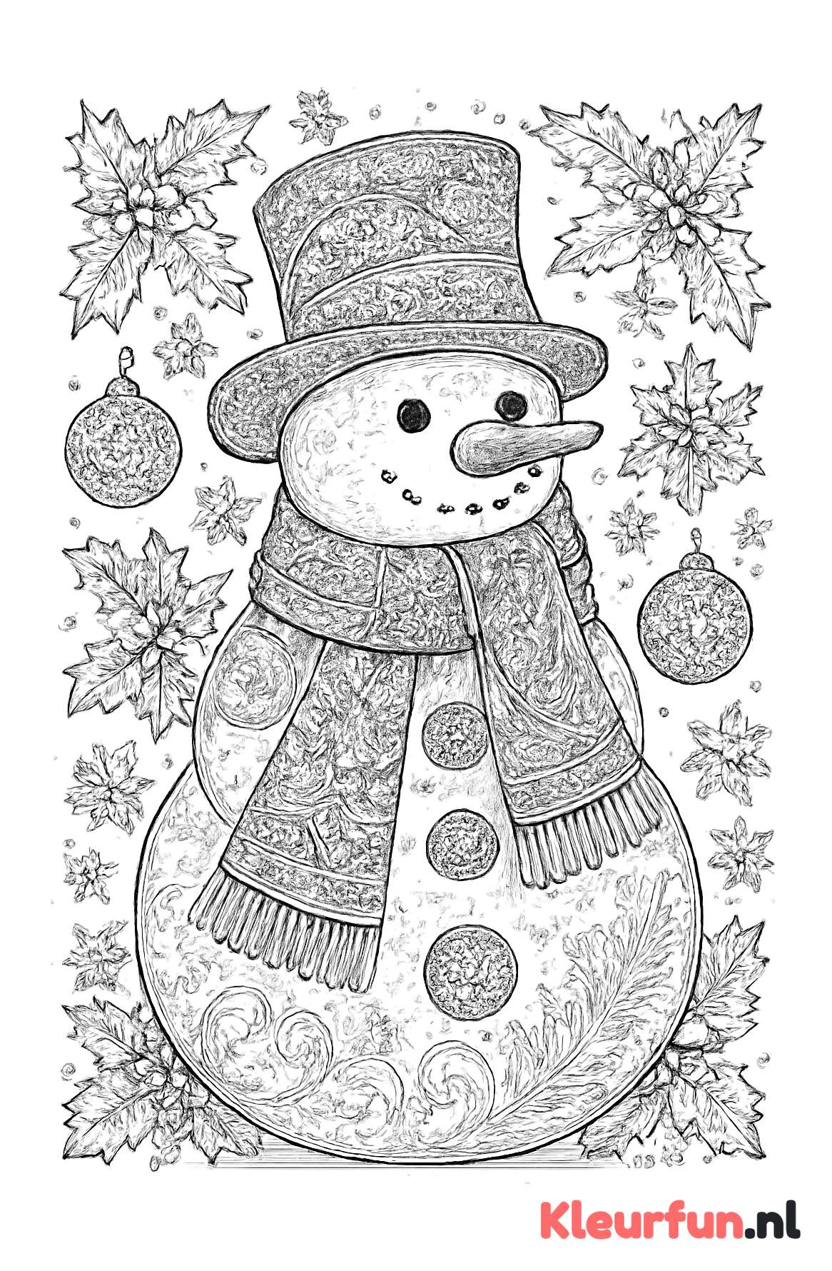 Sierlijke Sneeuwpop met Kerstdecoraties