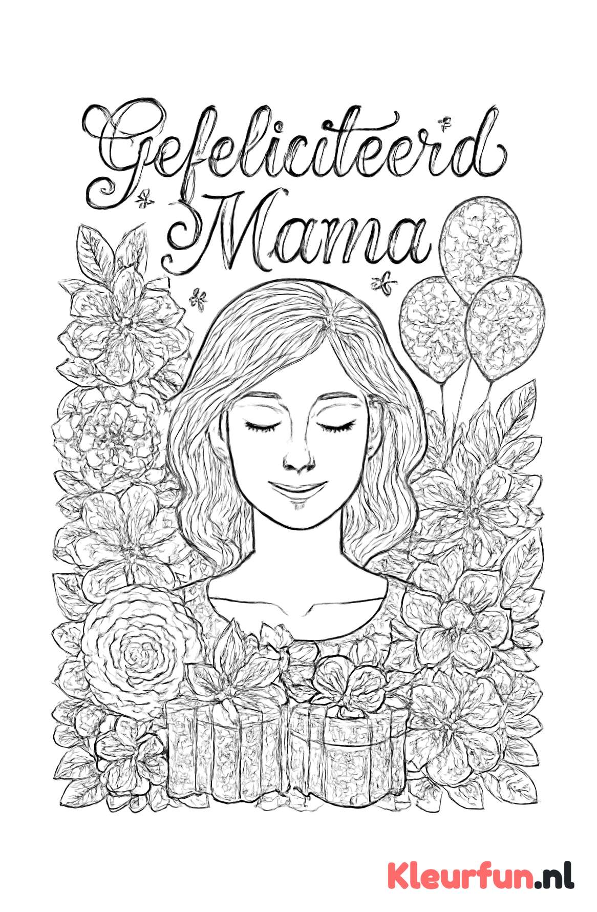Gefeliciteerd Mama met bloemen en cadeaus