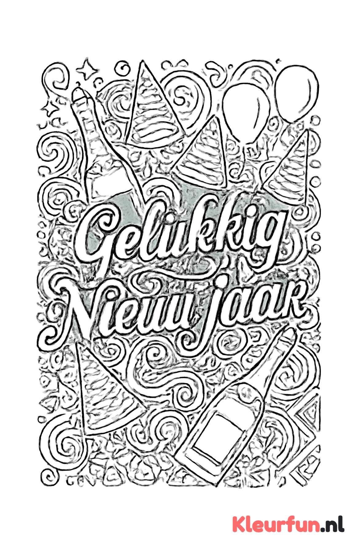 Gelukkig Nieuwjaar met champagne en patronen