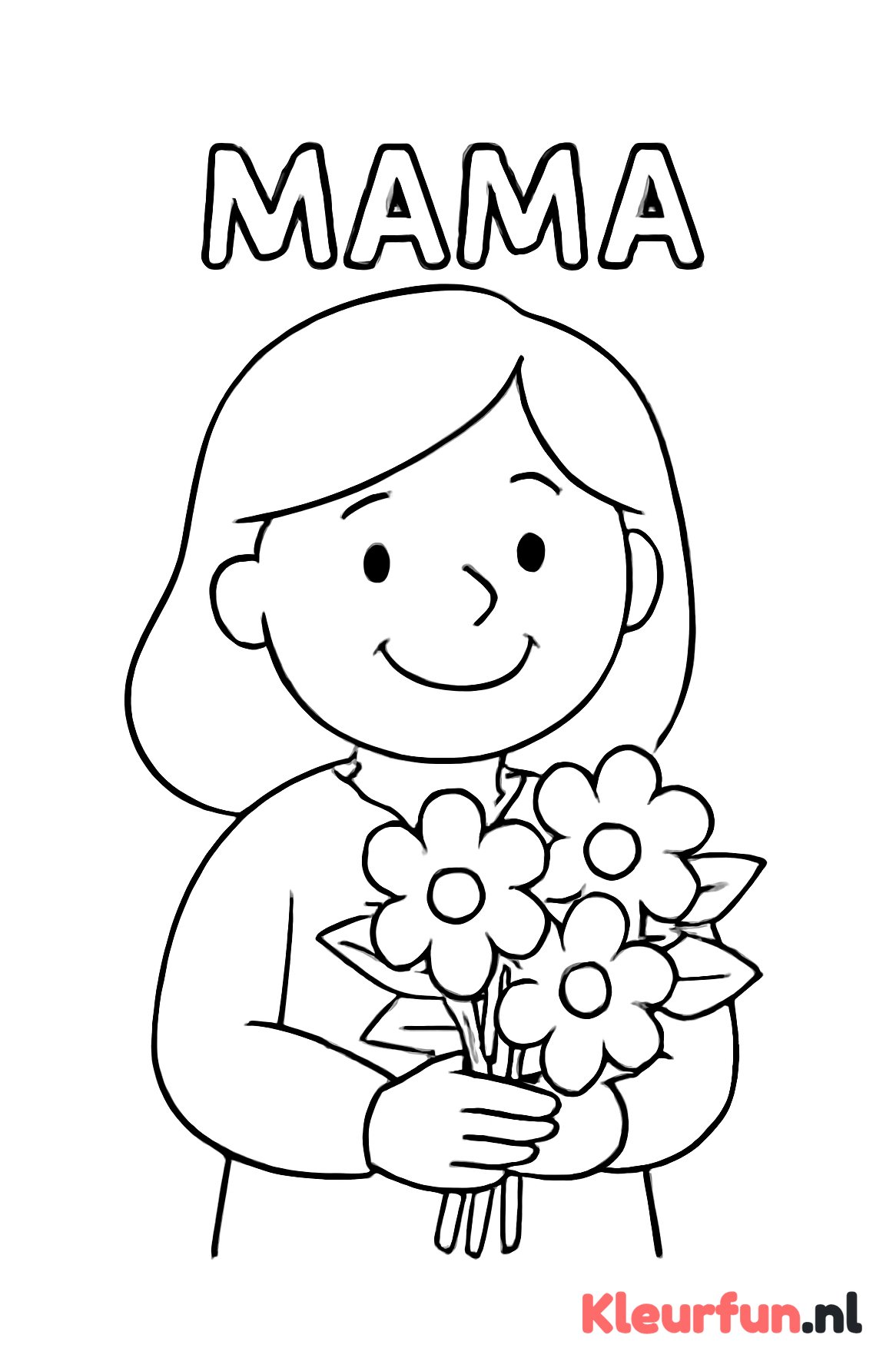 Glimlachende mama met bloemen