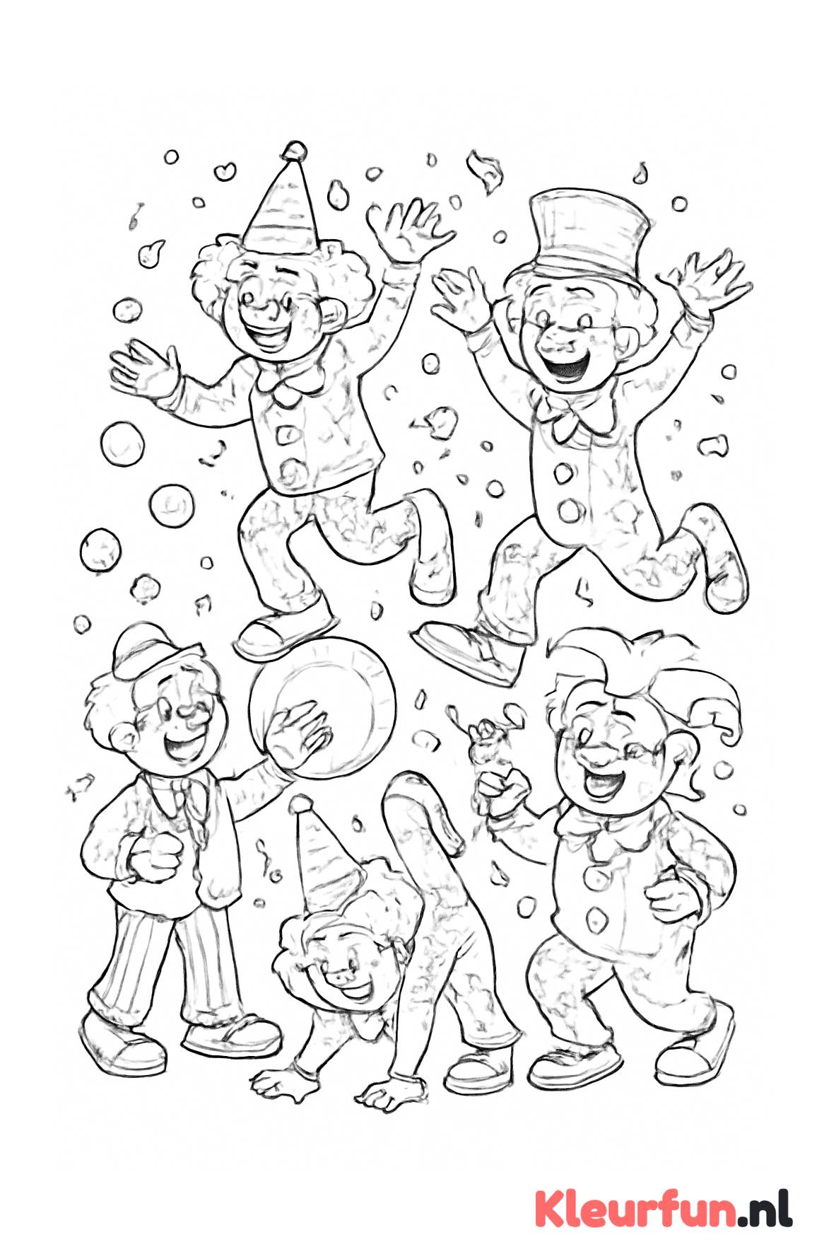 Groep clowns tijdens carnaval