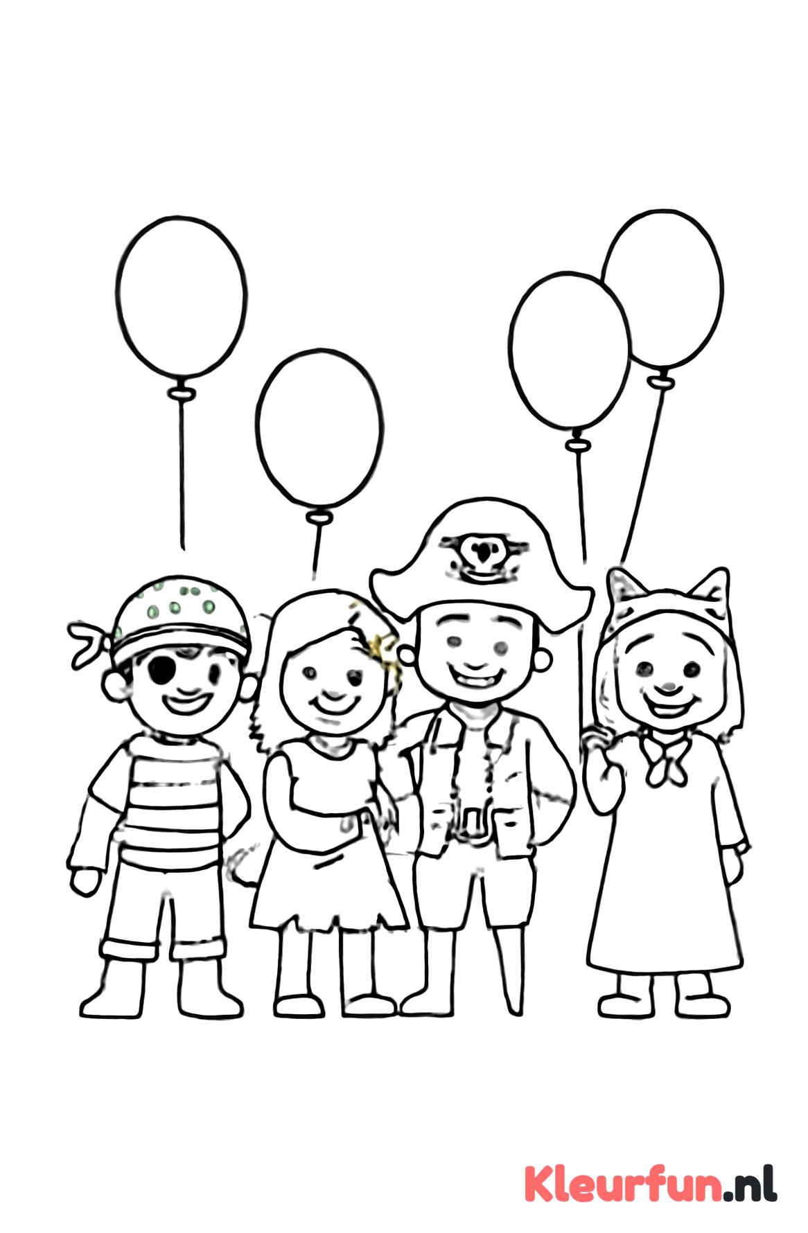 Groep verklede kinderen in carnaval