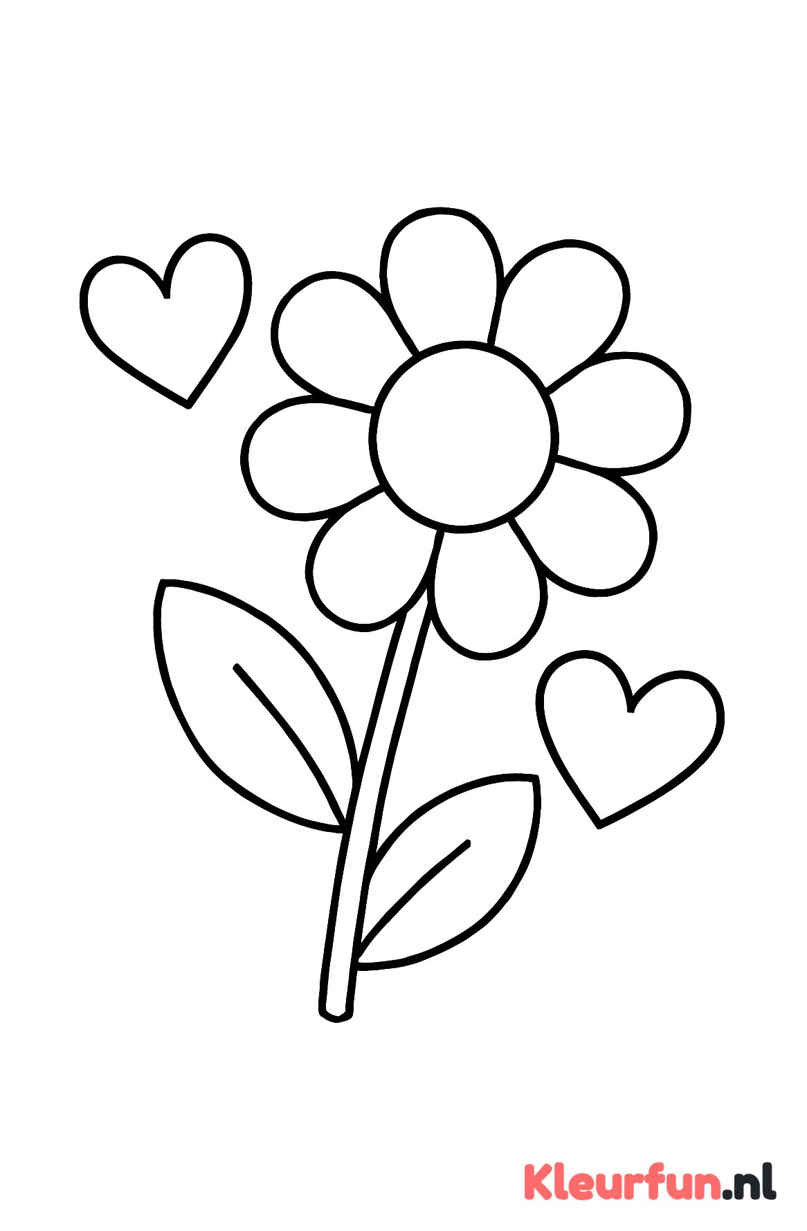 Groot bloemmotief met hartjes