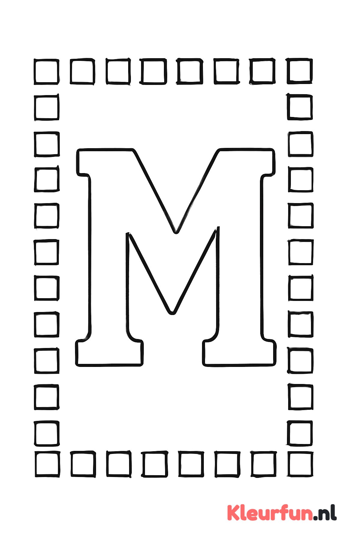 Grote chocoladeletter M met vierkantjes