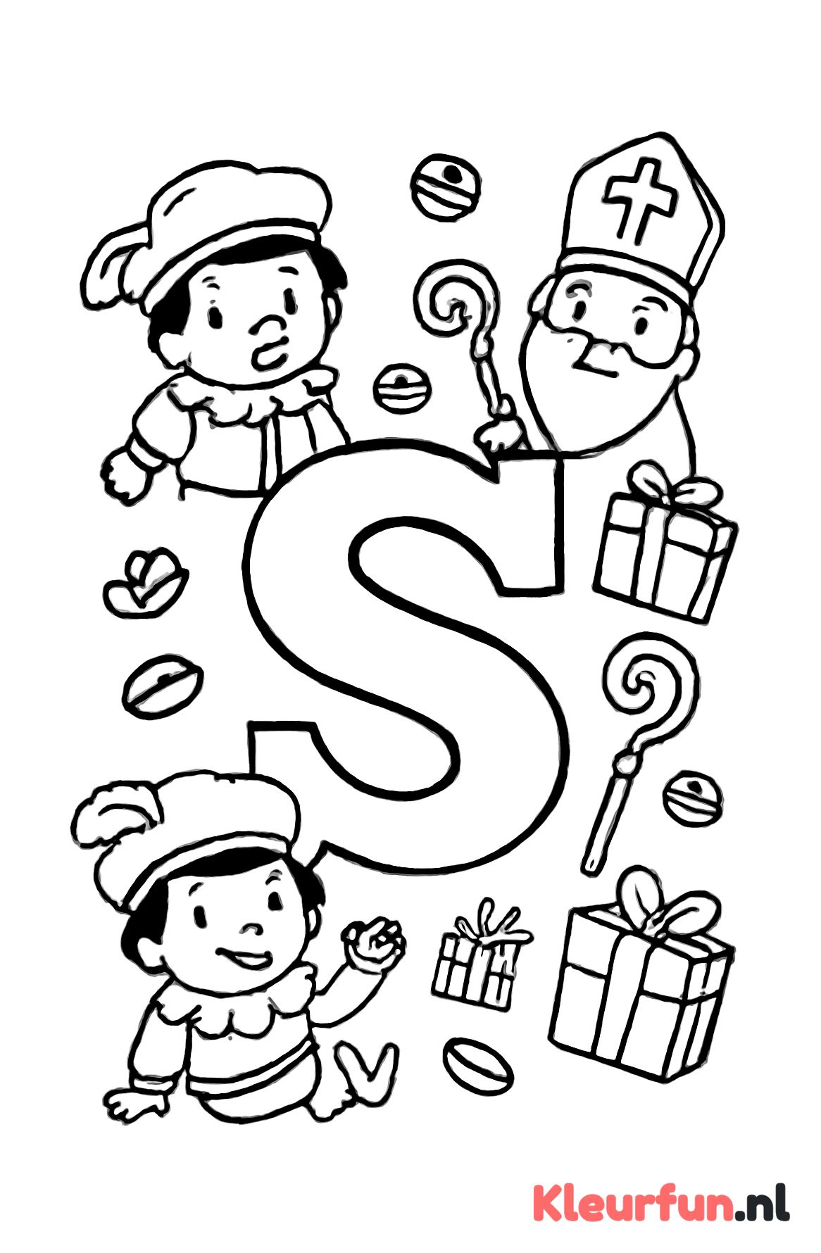 Grote chocoladeletter met sinterklaasfiguren