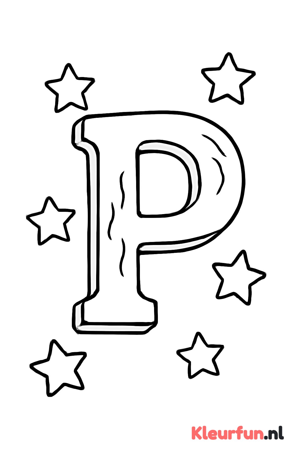 Grote chocoladeletter P met sterren