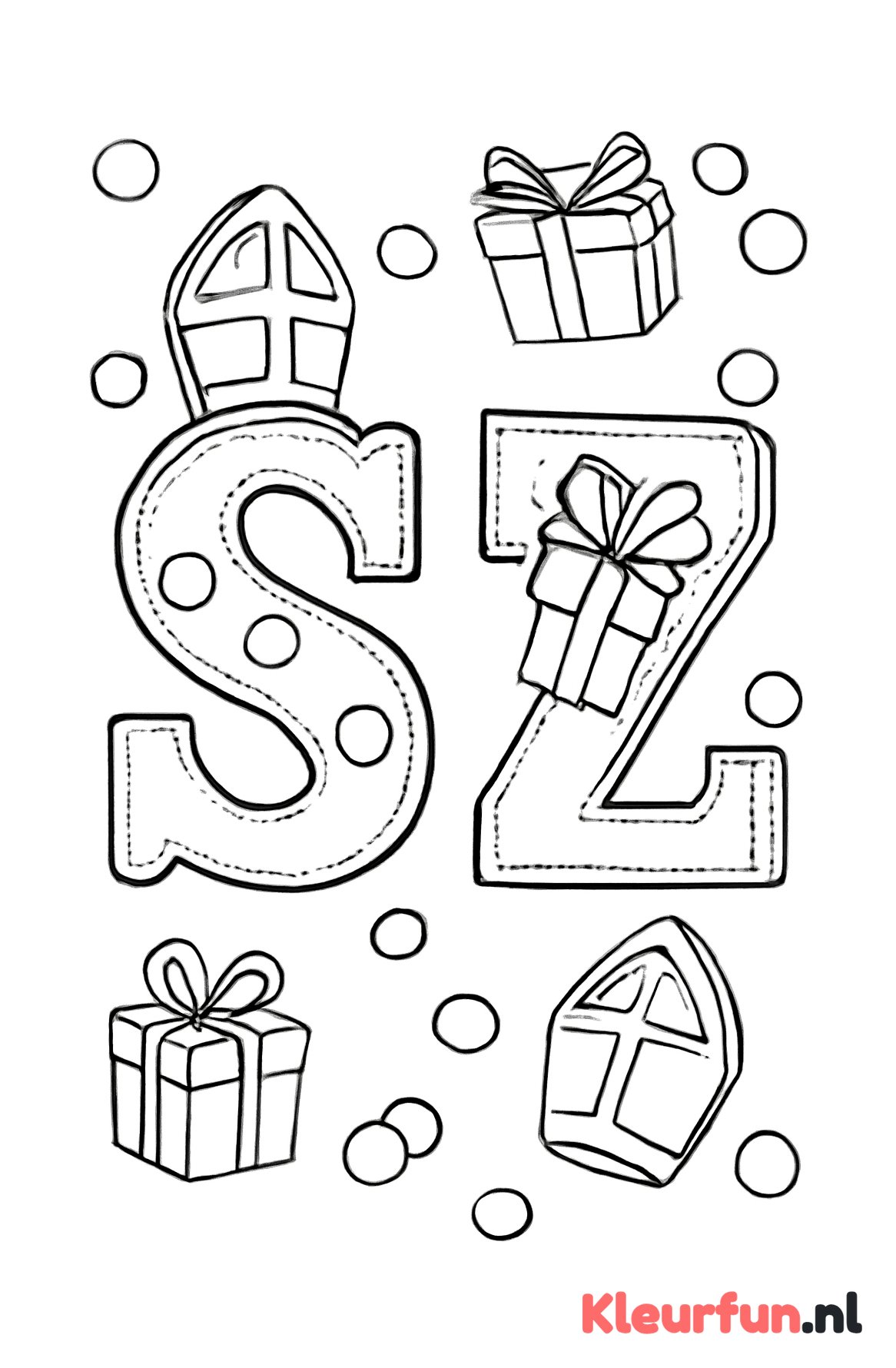 Grote chocoladeletters met sinterklaasversiering