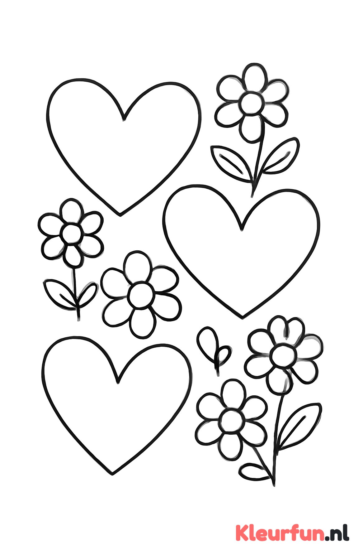 Grote hartjes en bloemen