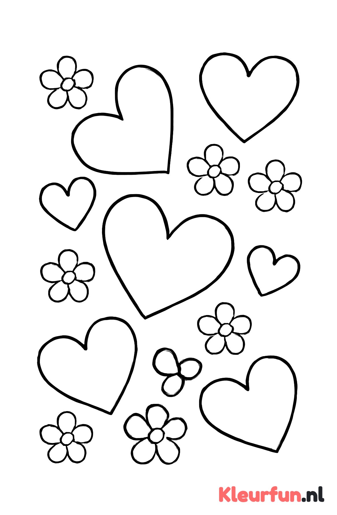 Grote hartjes en bloemen