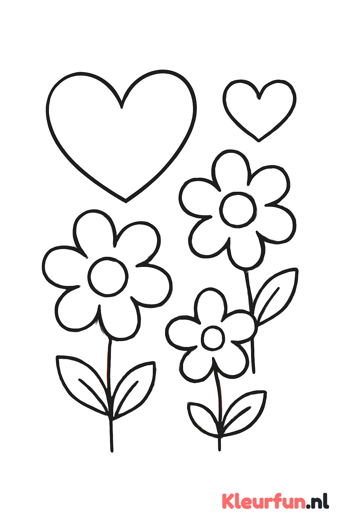 Grote hartjes en bloemen