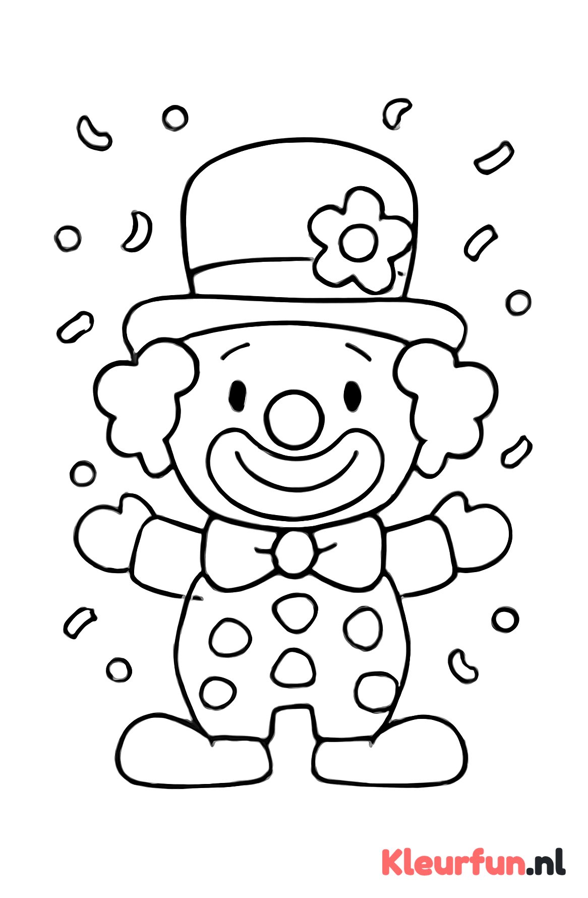 Grote lachende clown met confetti