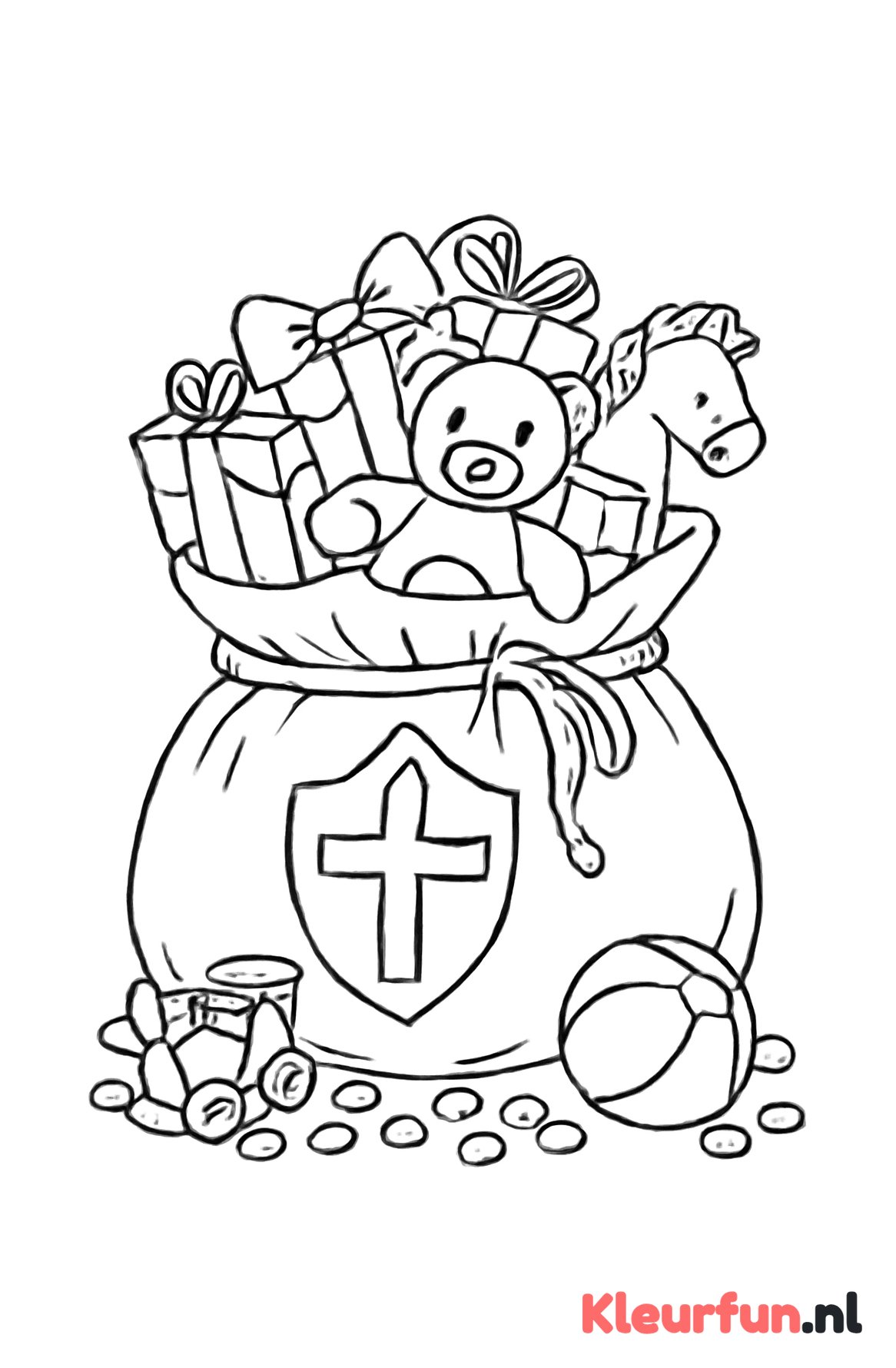 Grote zak van Sinterklaas vol cadeaus