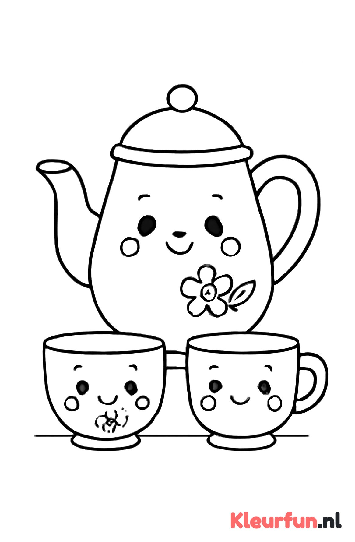 Grote theepot met bloemen