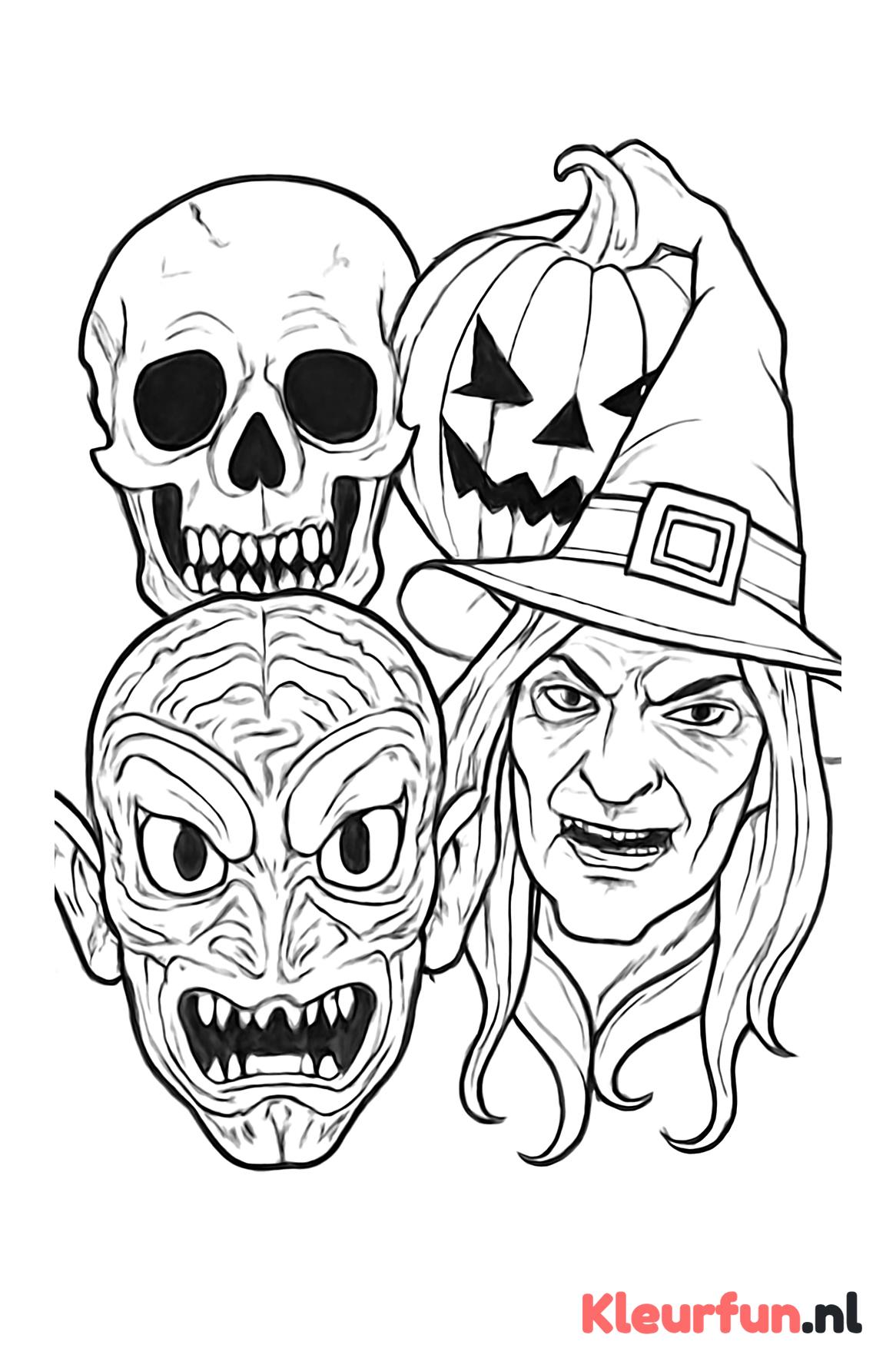 Halloween maskers met verschillende expressies