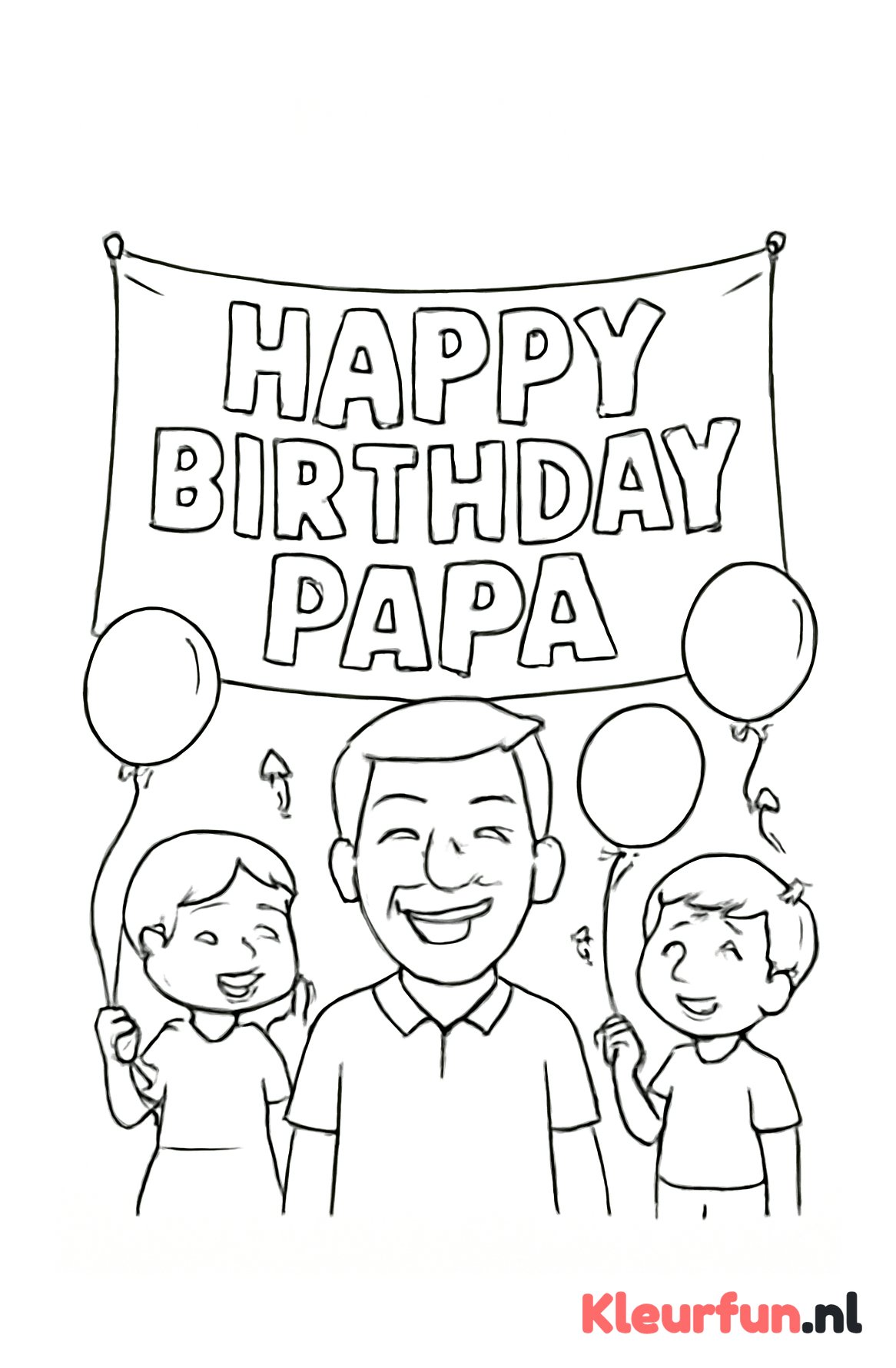 Happy Birthday Papa met kinderen en ballonnen