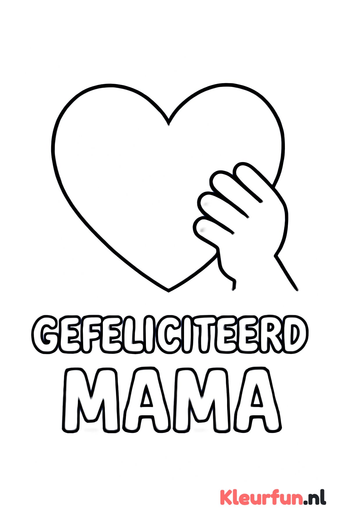 Hart en hand met Gefeliciteerd mama tekst
