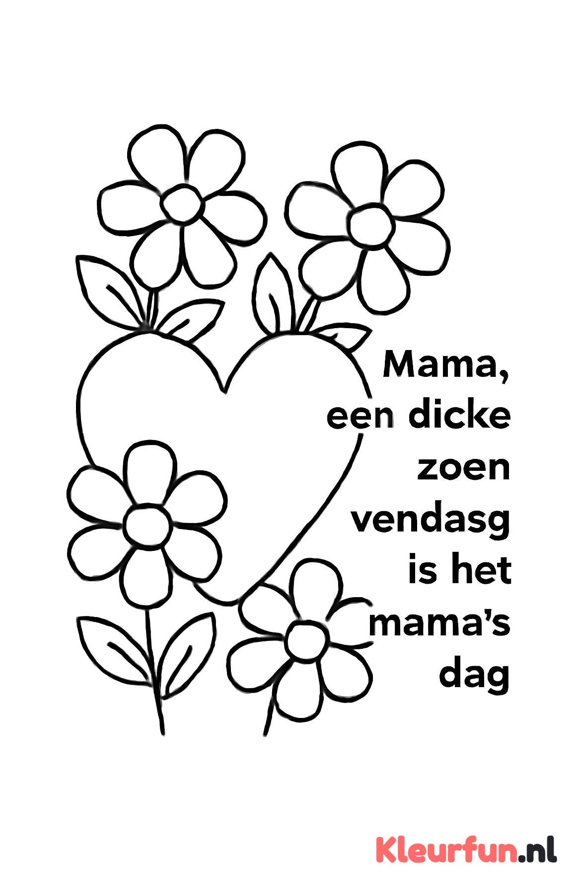 Hart met bloemen en versje voor mama