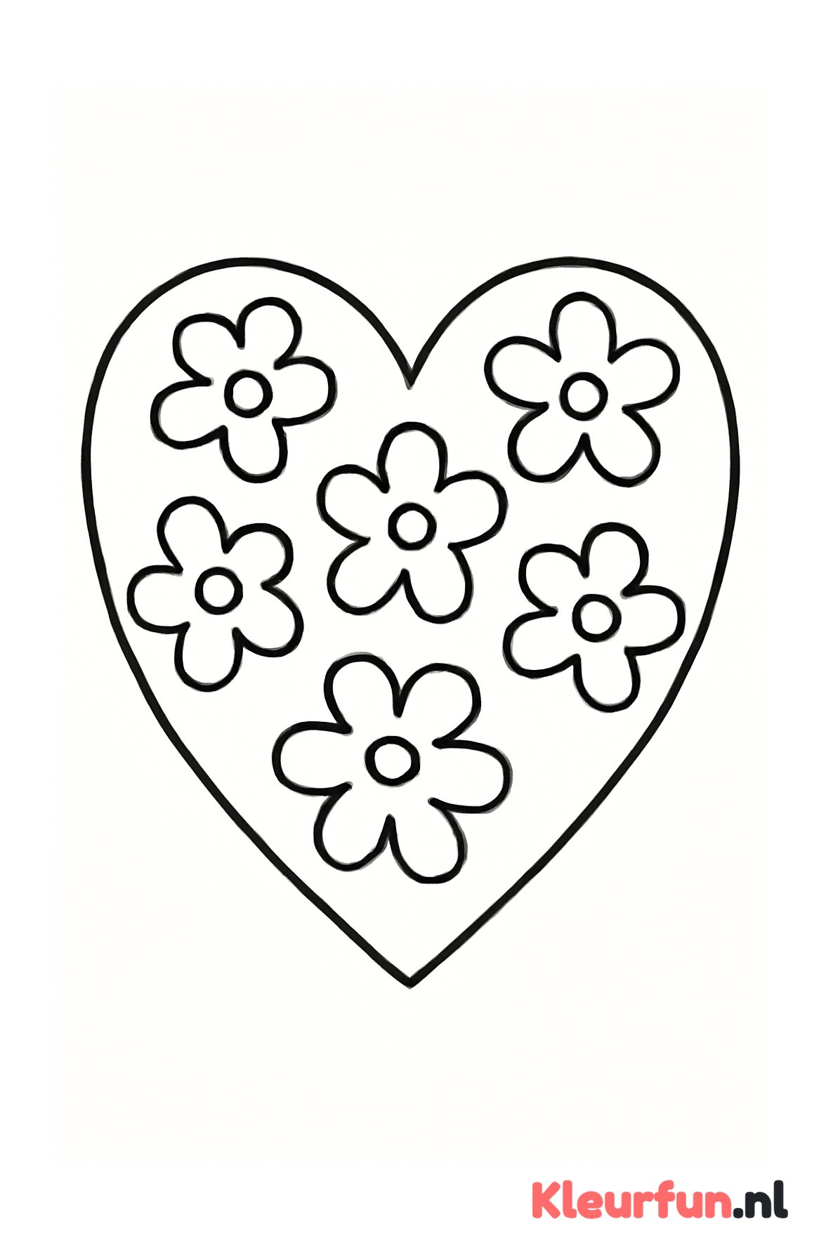 Hart met grote bloemen