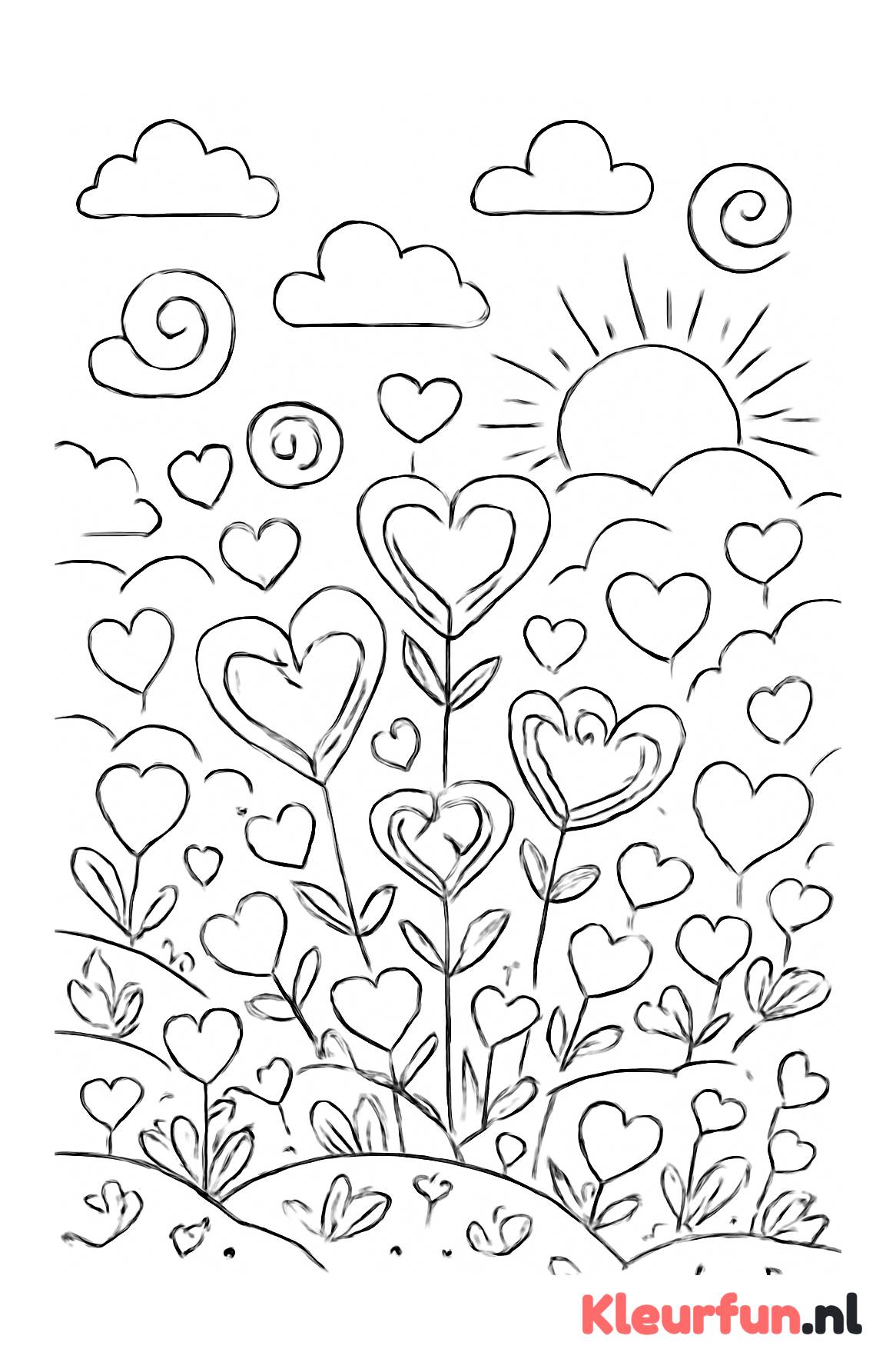 Hartjes bloemen landschap