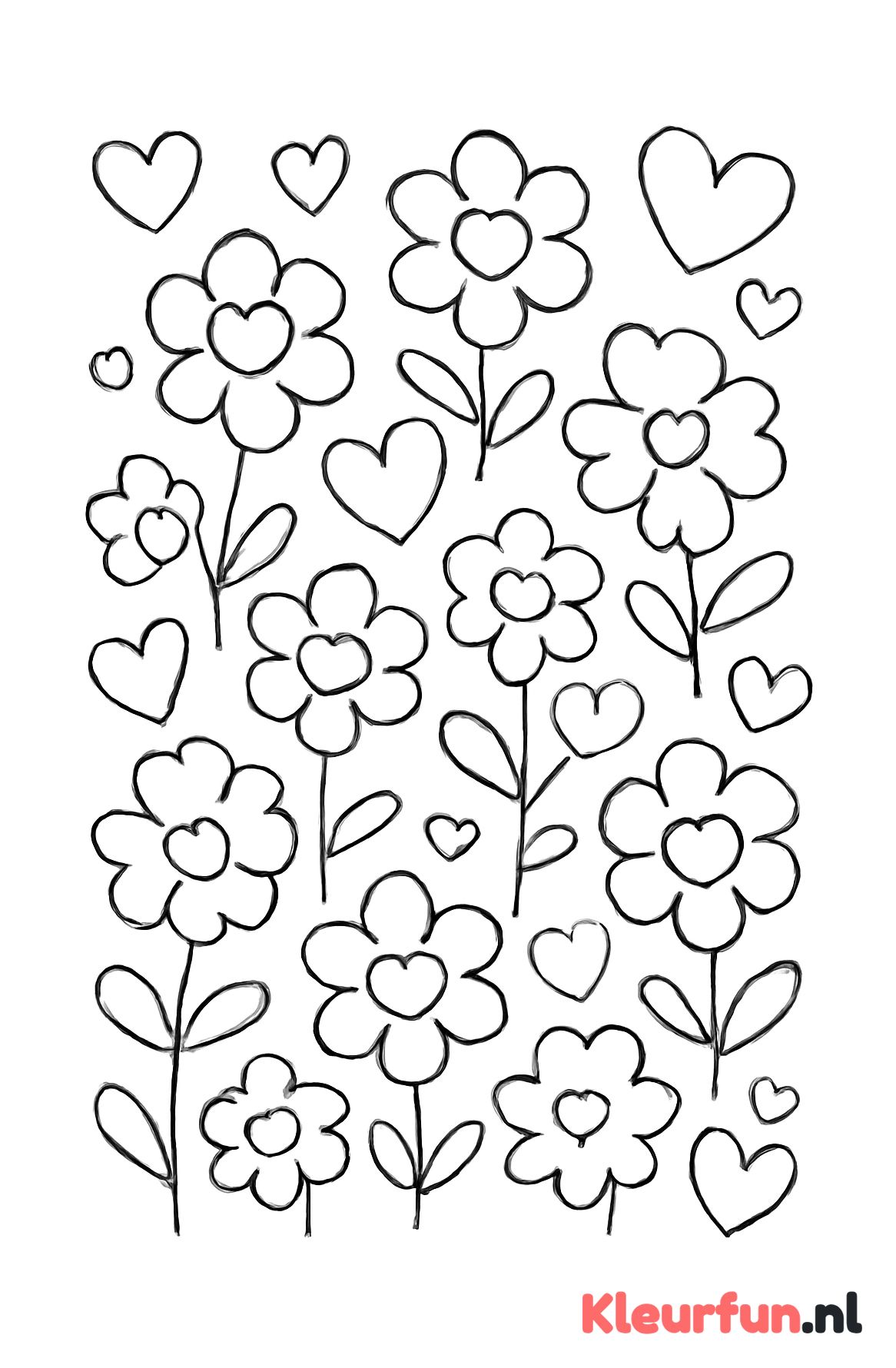 Hartjes en bloemen patroon