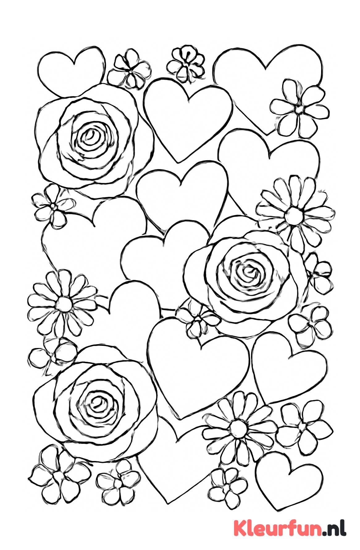 Patroon van hartjes en bloemen