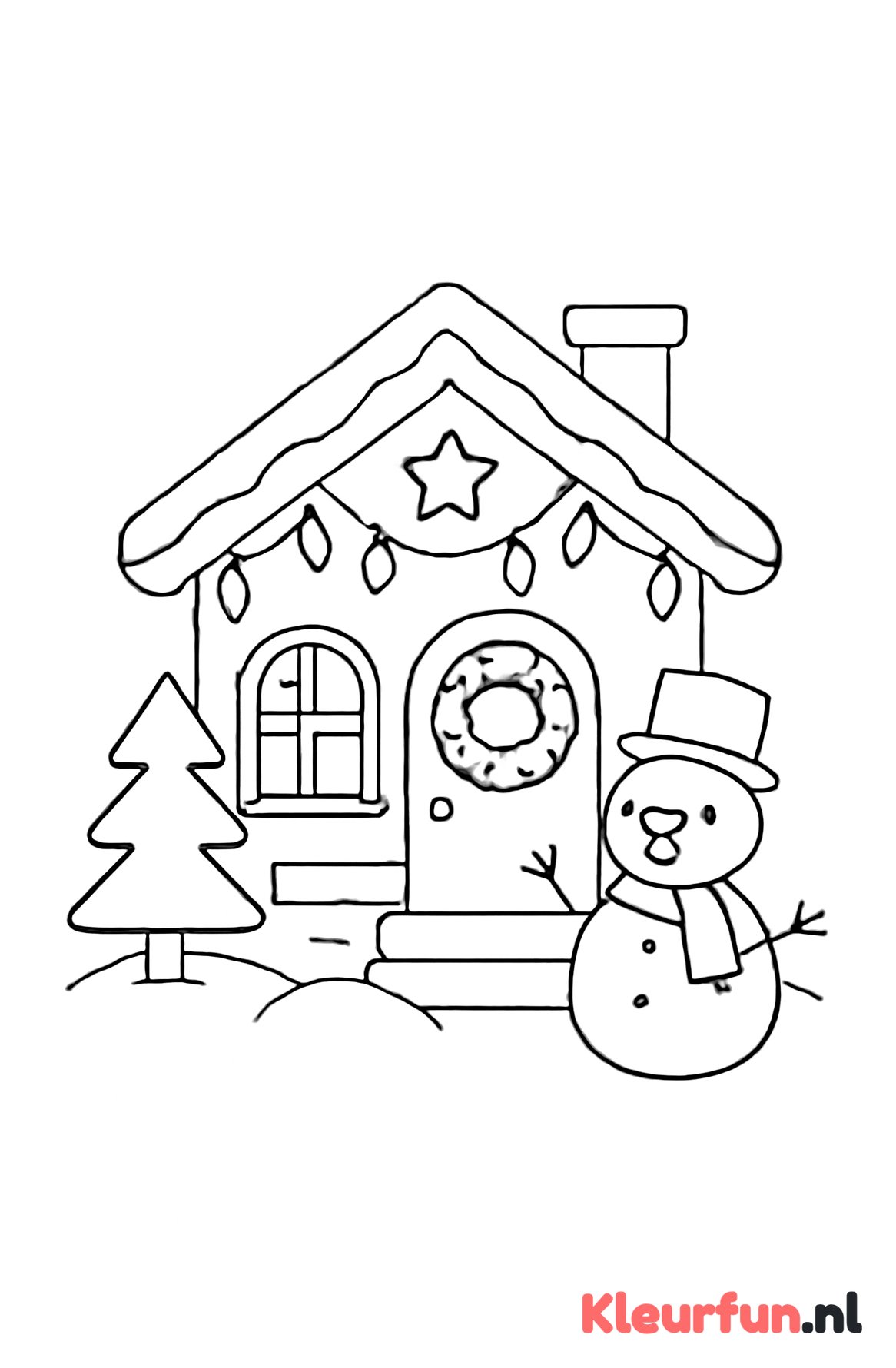 Huis met kerstlichtjes