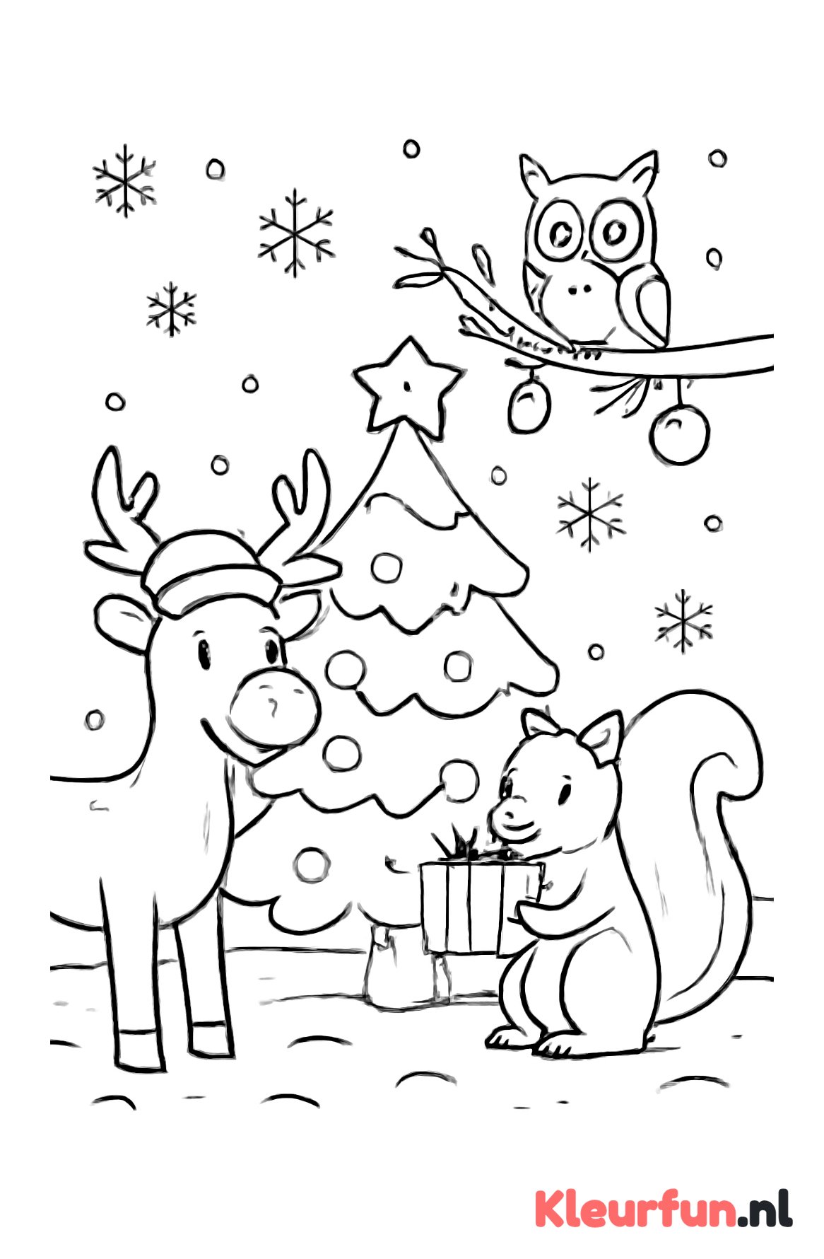 Dieren rond de kerstboom