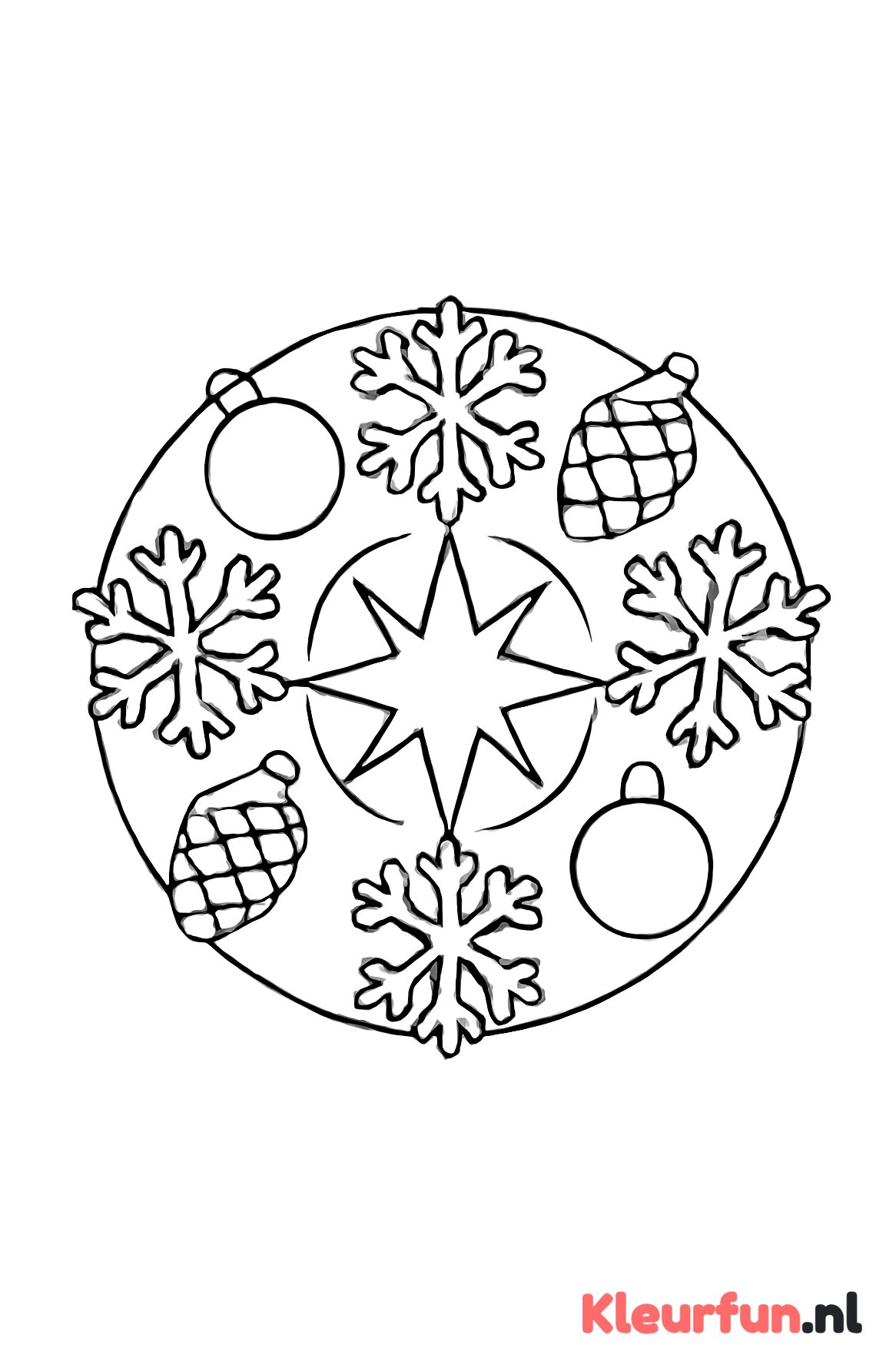 Kerstmandala met sneeuwvlokken