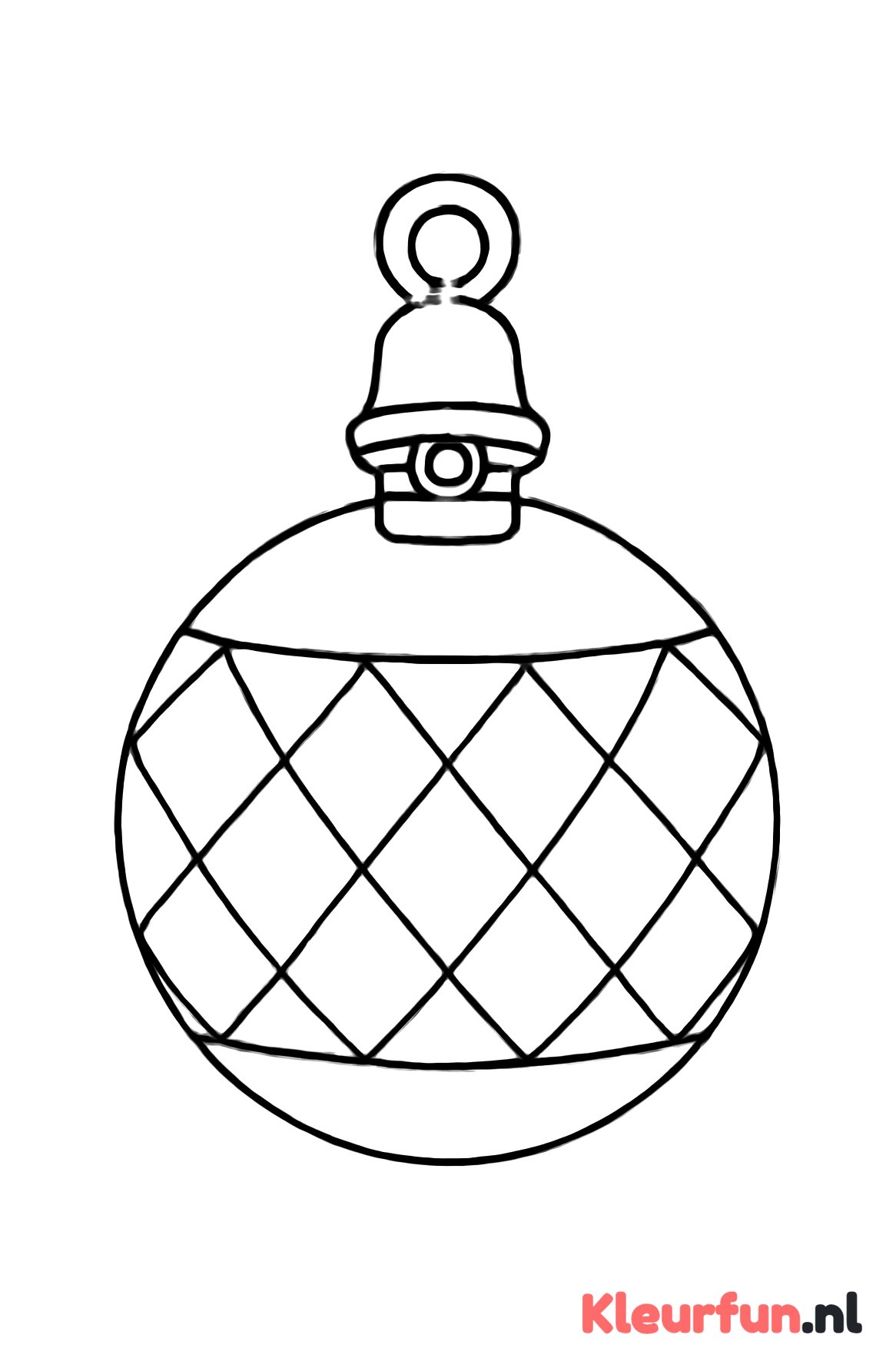 Kerstbal met ruitpatroon en belletje
