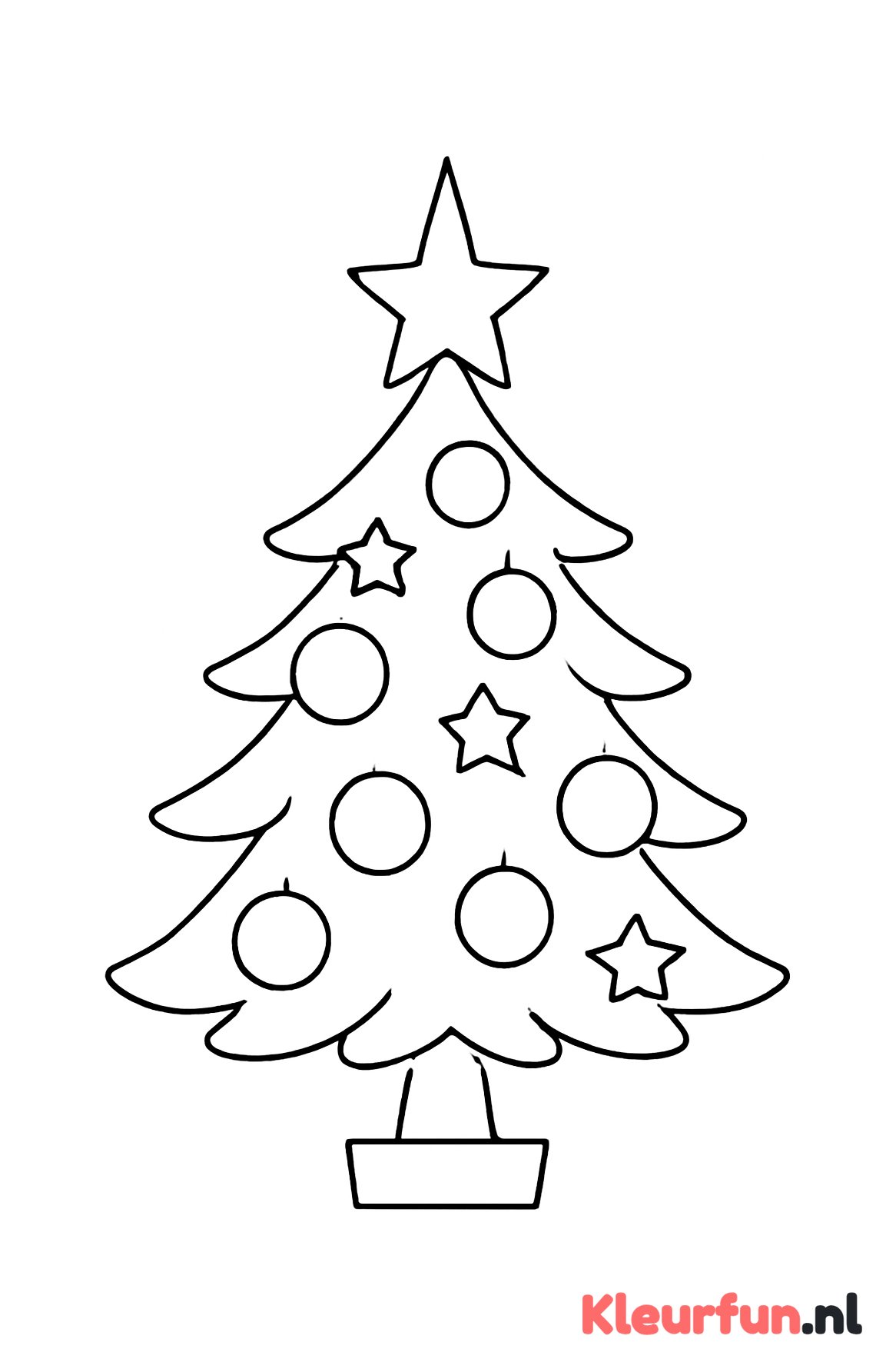 Kerstboom met bal, sterren en piek