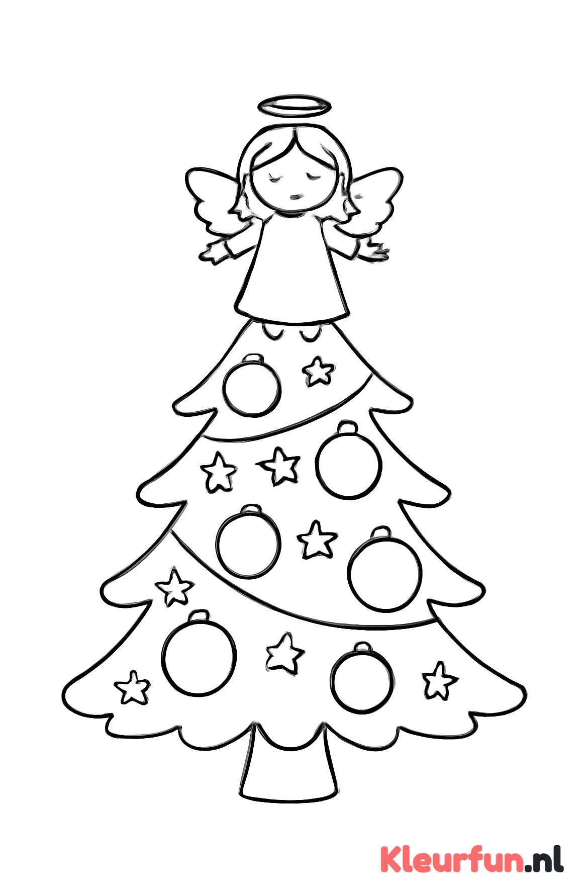 Kerstboom met engel op top
