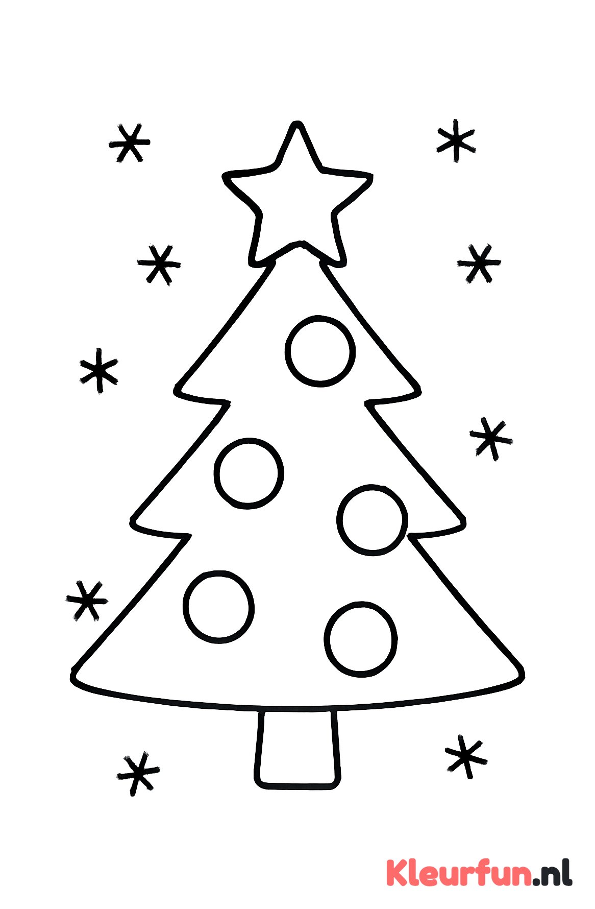 Eenvoudige kerstboom met ballen en sneeuwvlokken