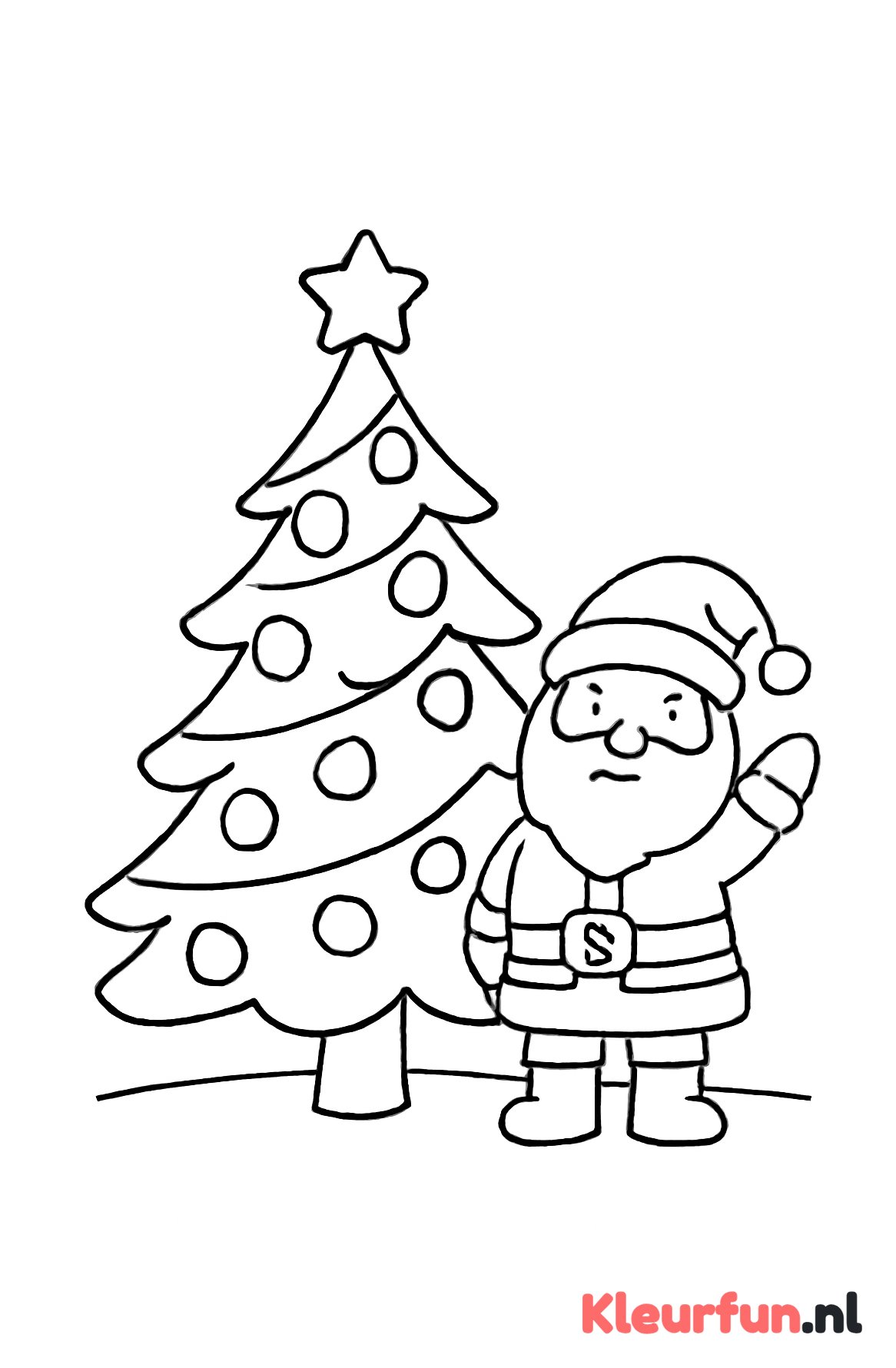 Kerstboom met kerstman en glimlichten
