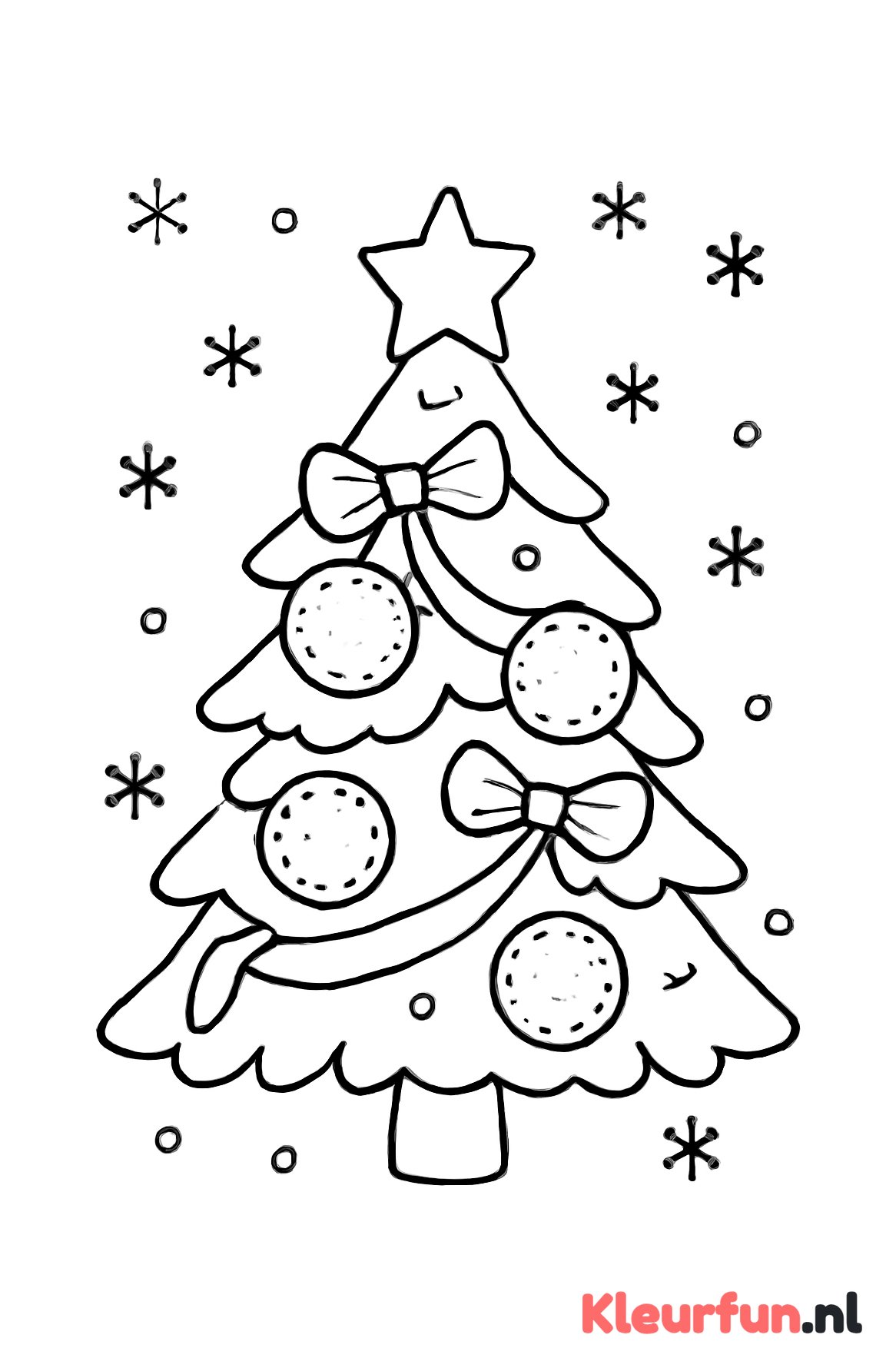 Kerstboom met koekjes en linten