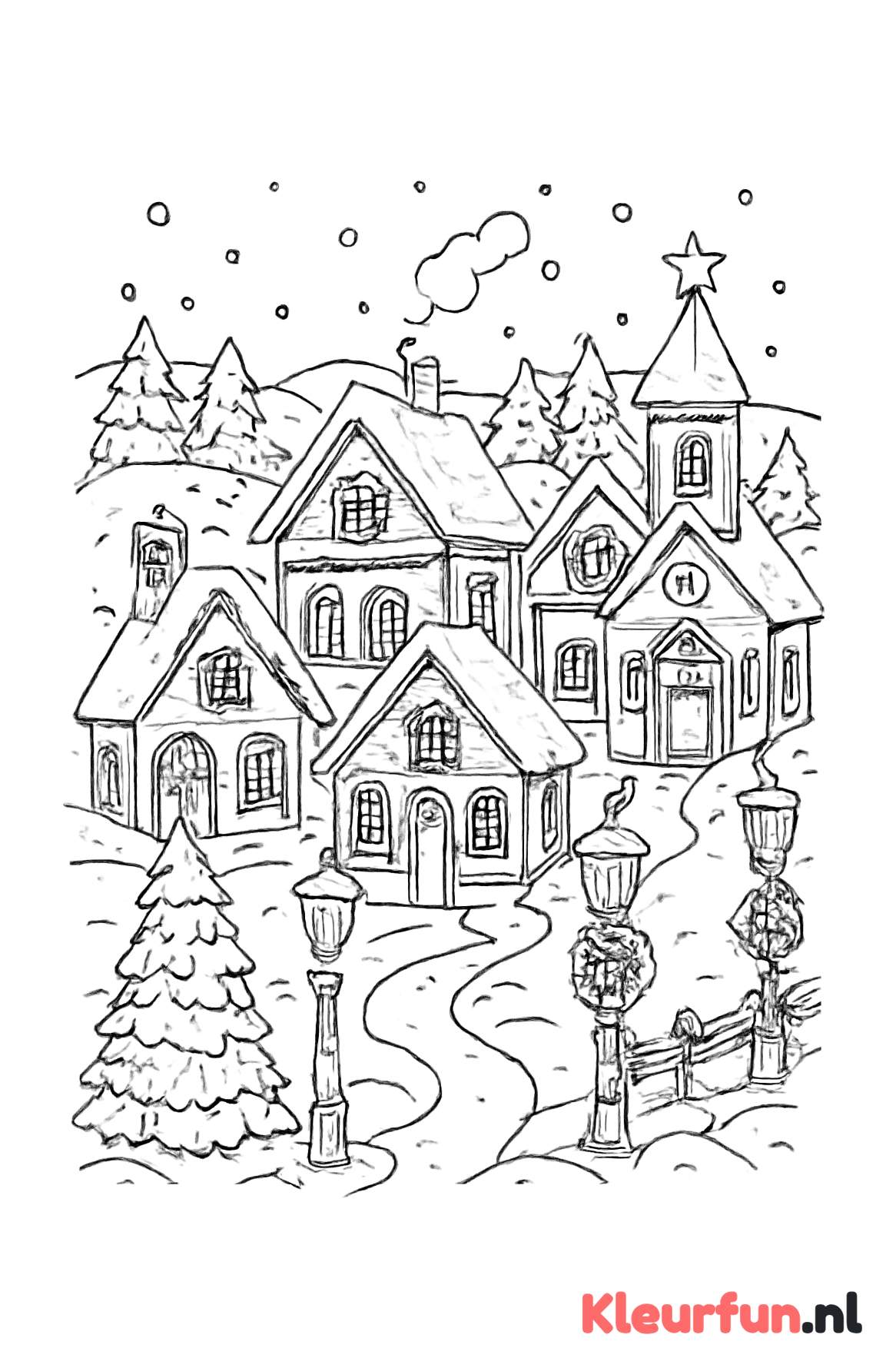 Kerstdorp in de sneeuw