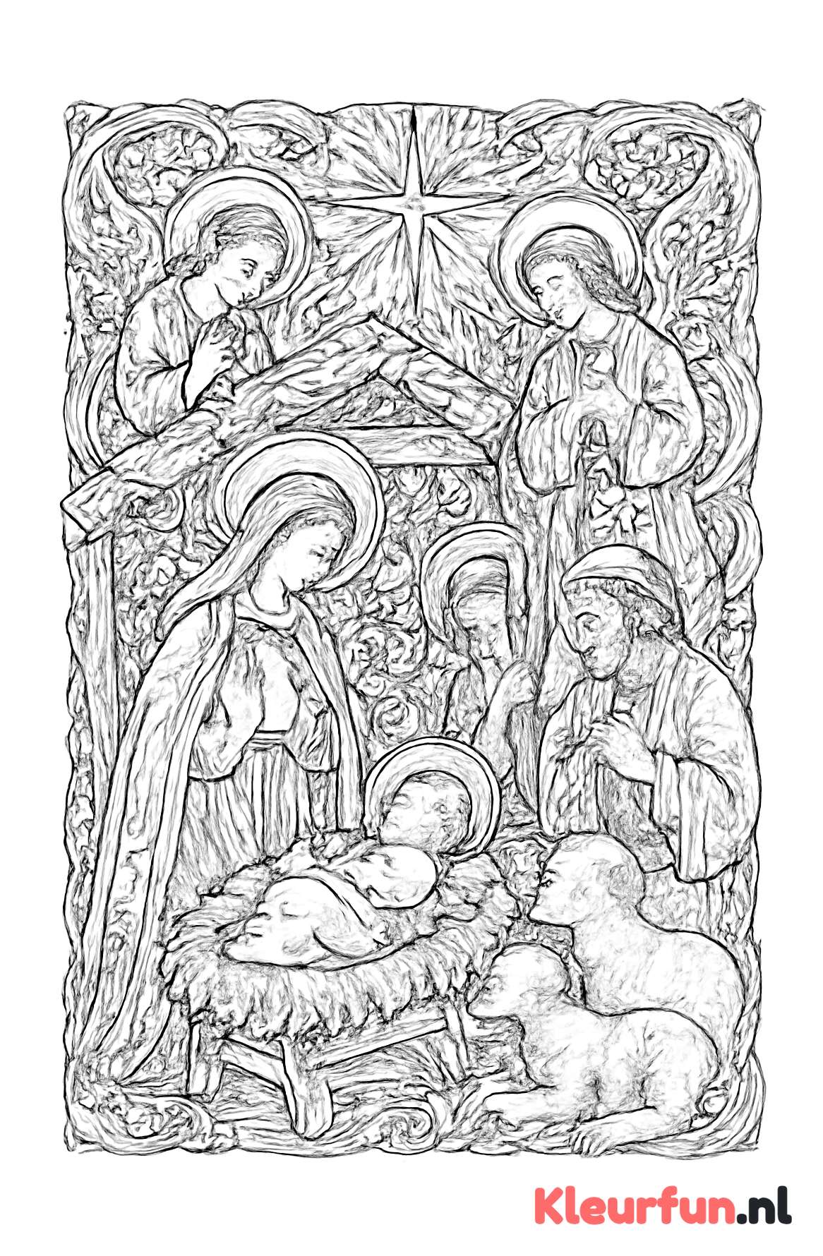Kerstdetail met Geboorte van Jezus