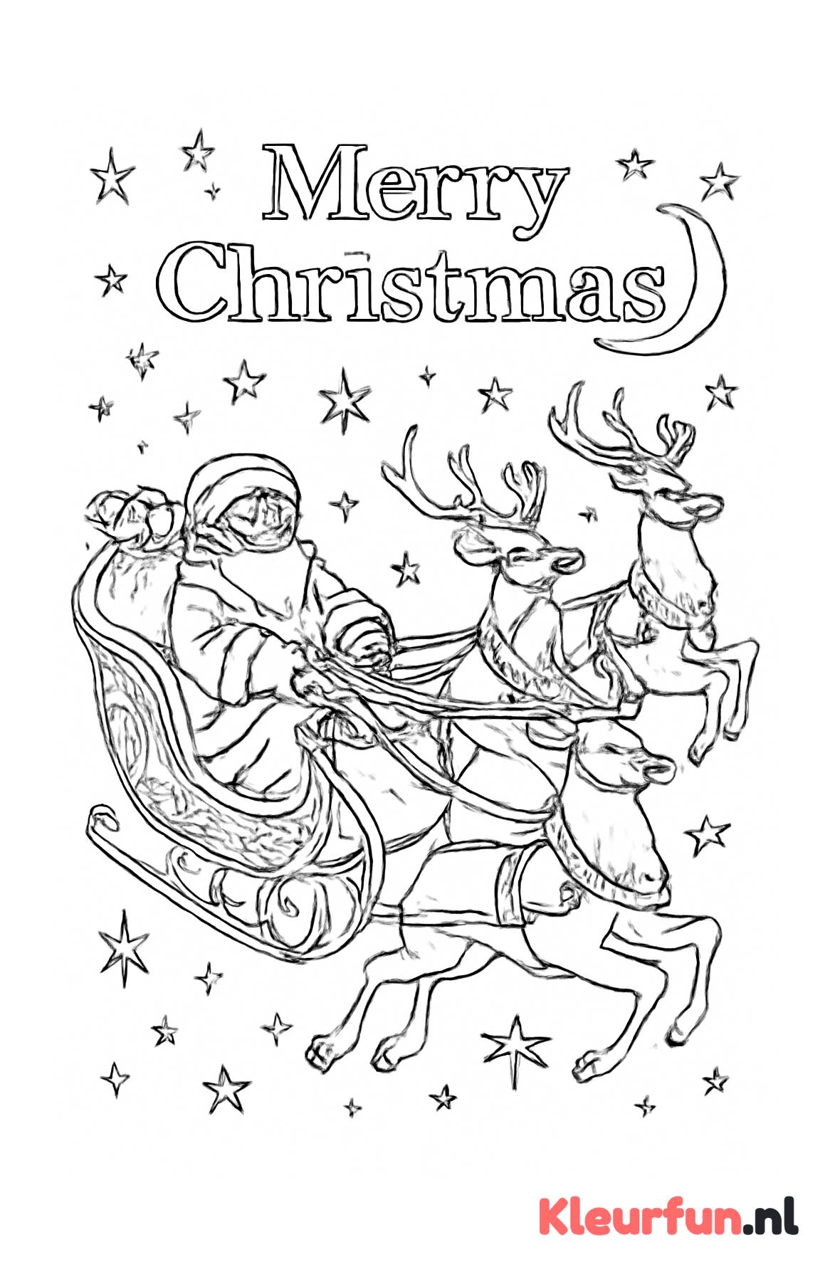 Kerstman in arrenslee met rendieren