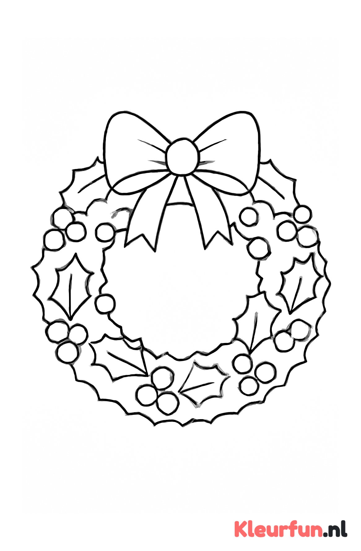 Kerstkrans met lint en besjes